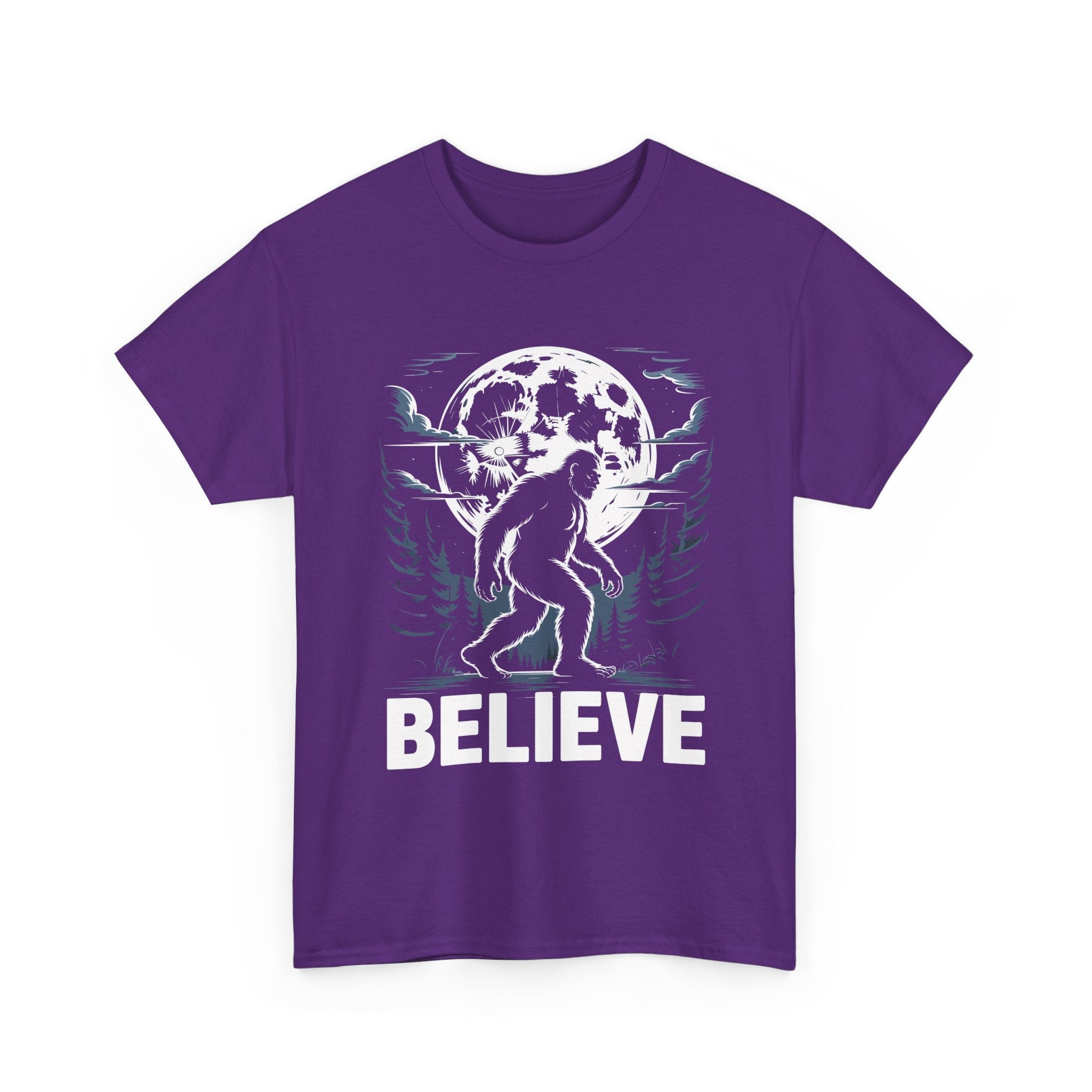 Moonlit Believer Bigfoot Lover T- Shirt Printify