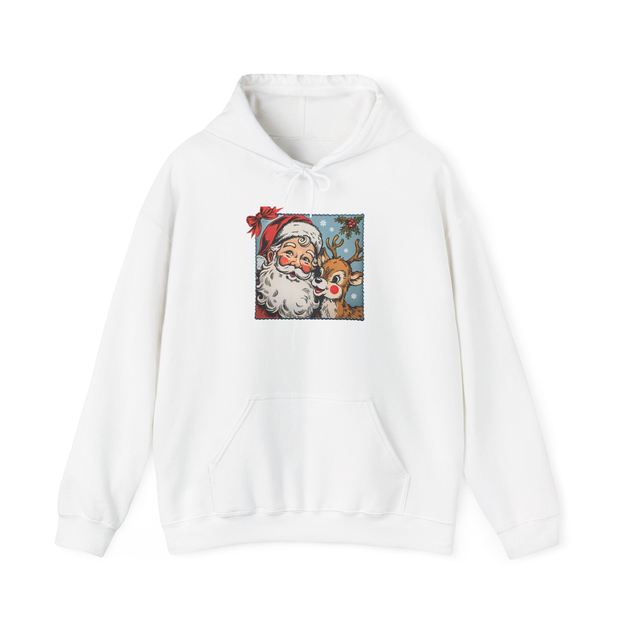 Vintage Santa & Reindeer Christmas Hoodie Printify
