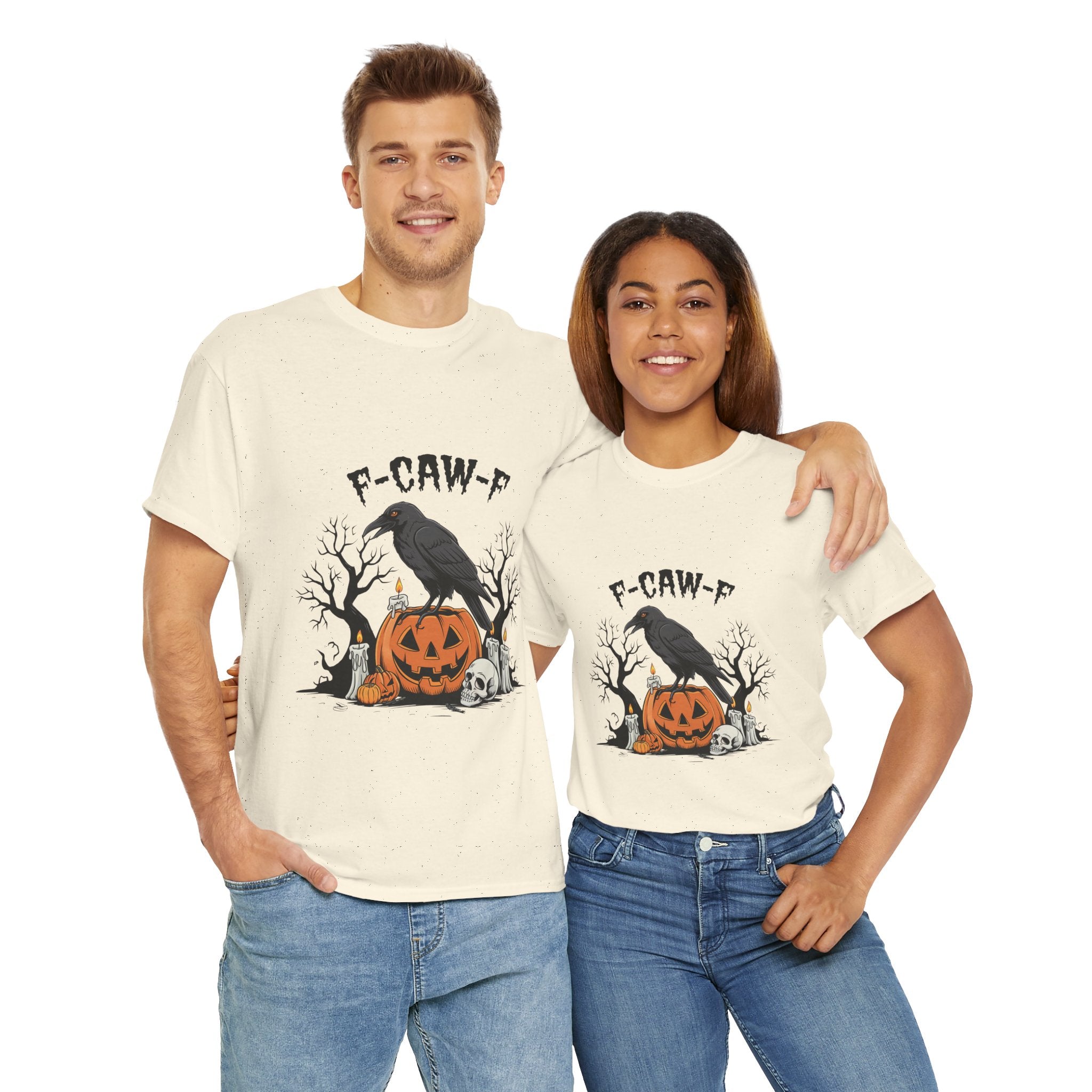 Crow on Skull with Bare Branches and Tex Graphic T-Shirt Printify