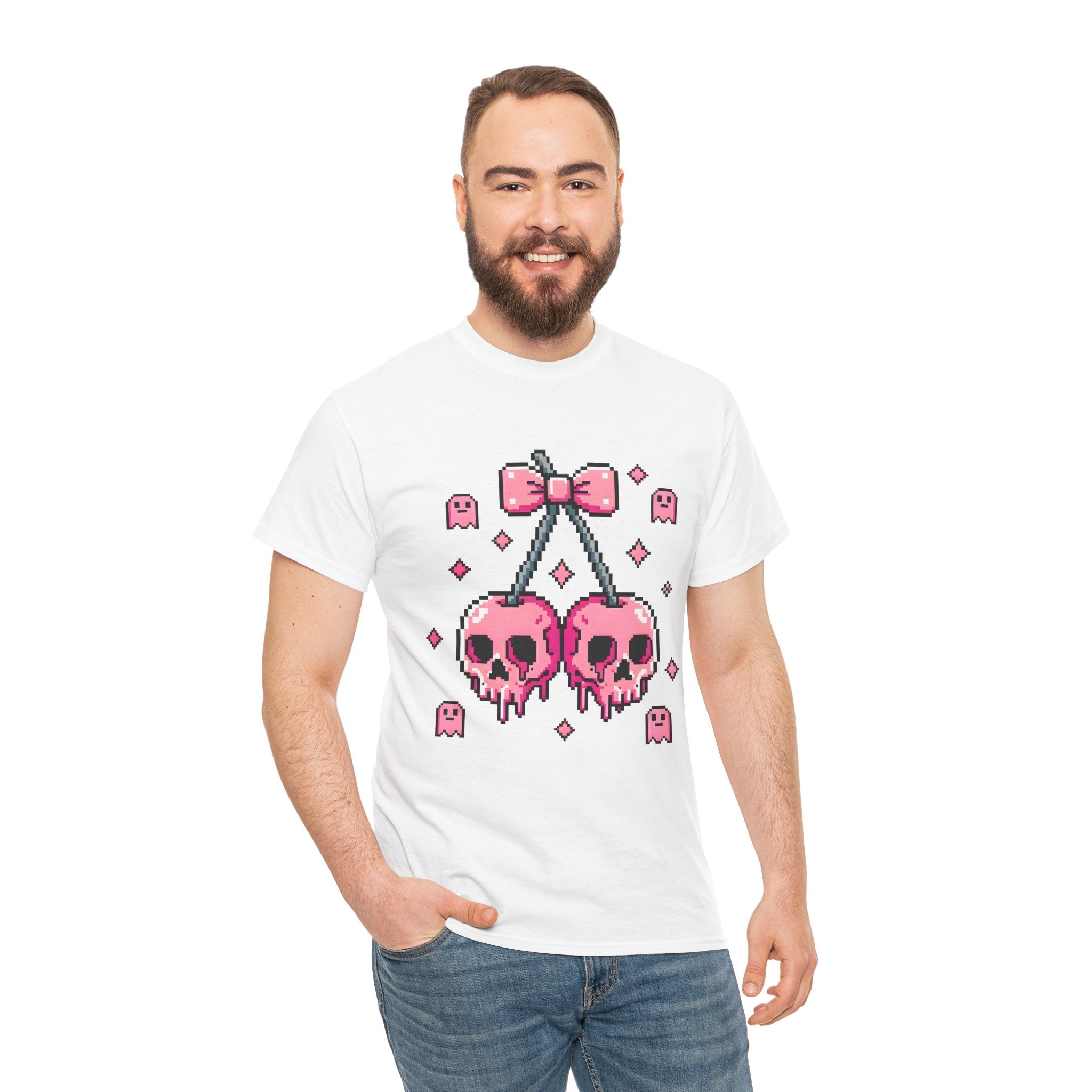 Pixel Skull Cherries Skeleton T- Shirt Printify