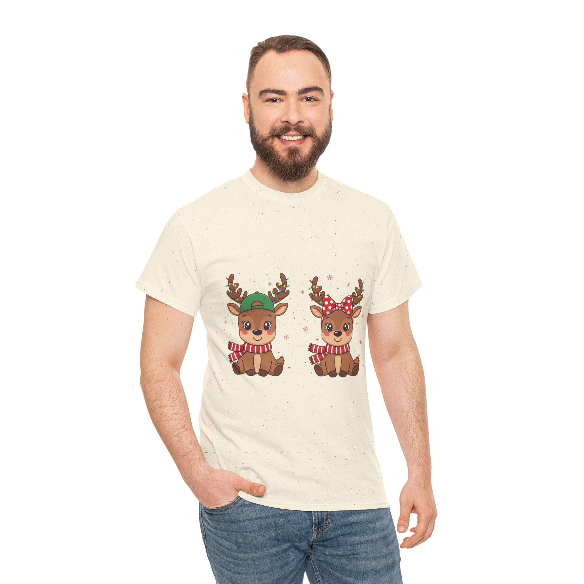 Festive Reindeer Christmas T- Shirt Printify