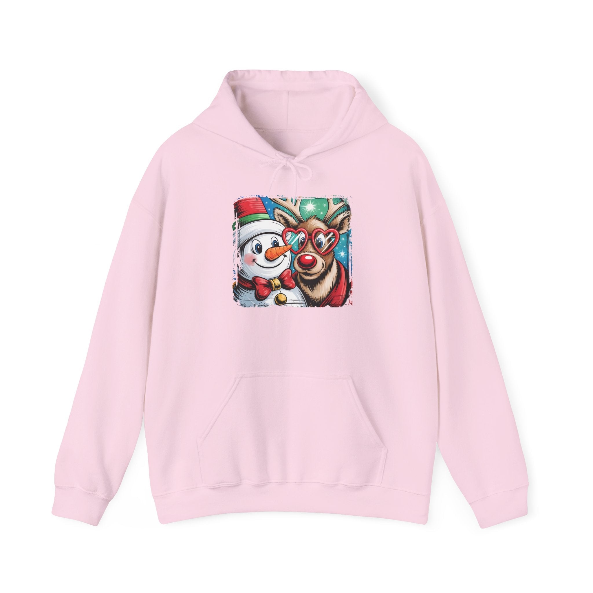 Christmas Snowman & Reindeer Hoodie Printify