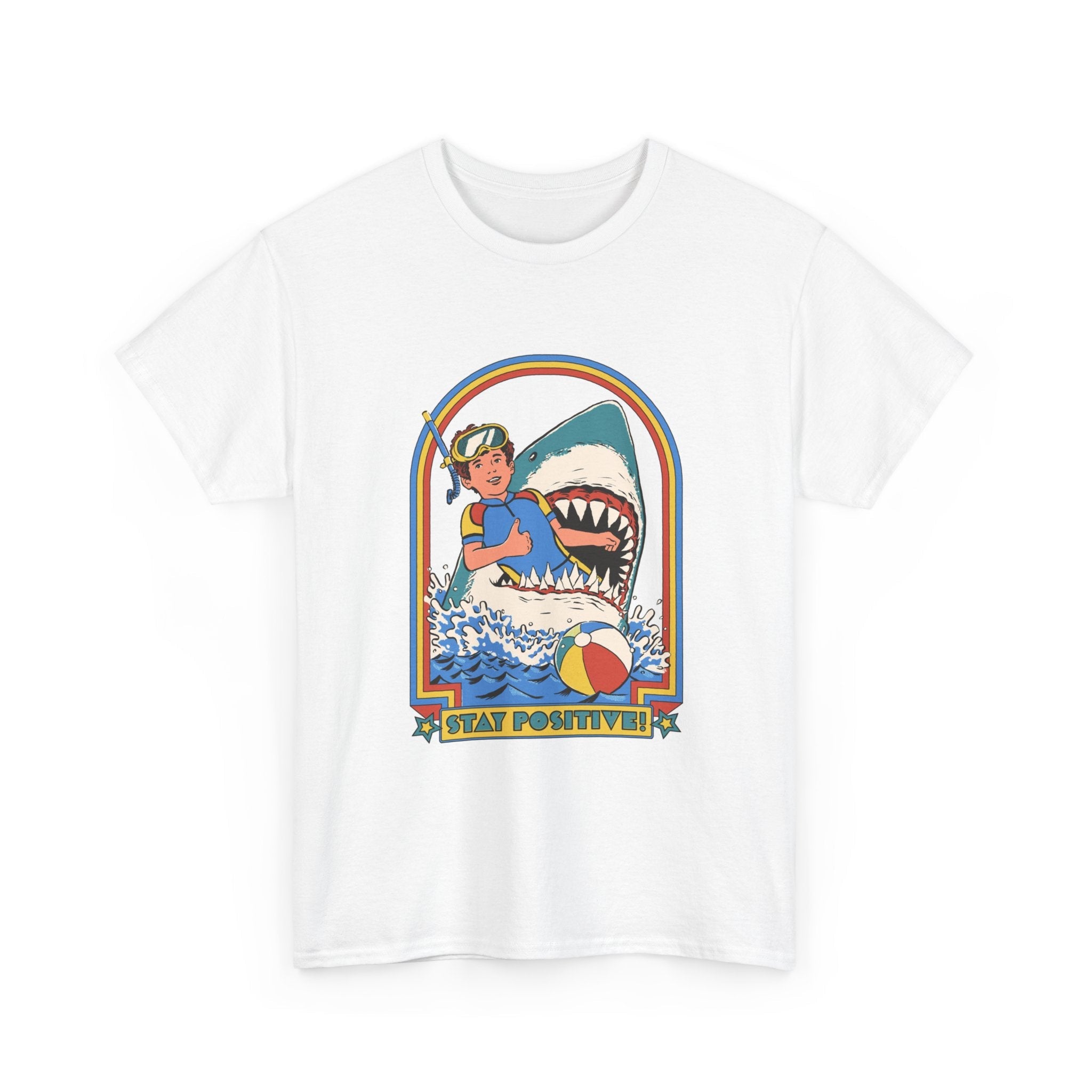 Stay Positive Shark Design T-Shirt Printify