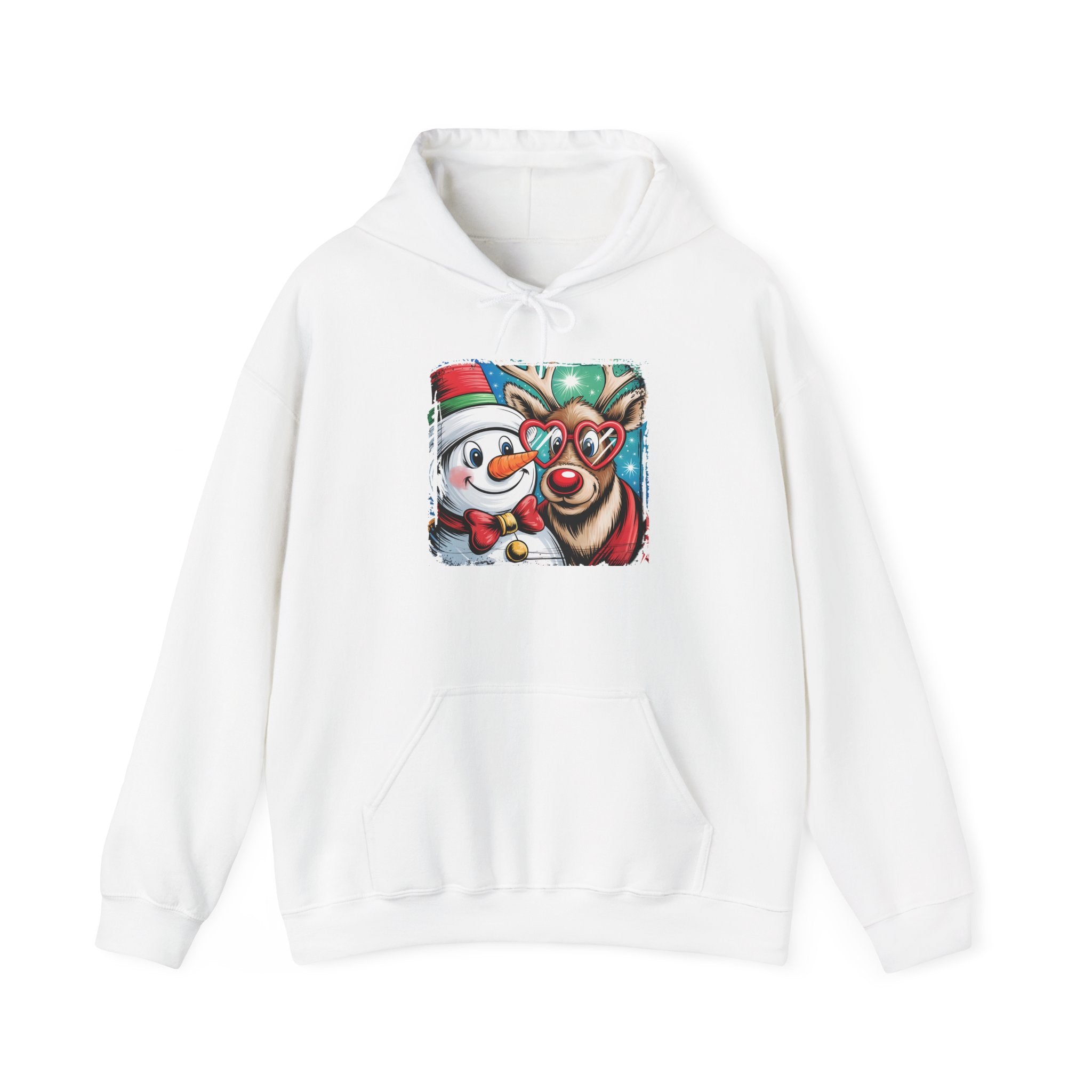 Christmas Snowman & Reindeer Hoodie Printify