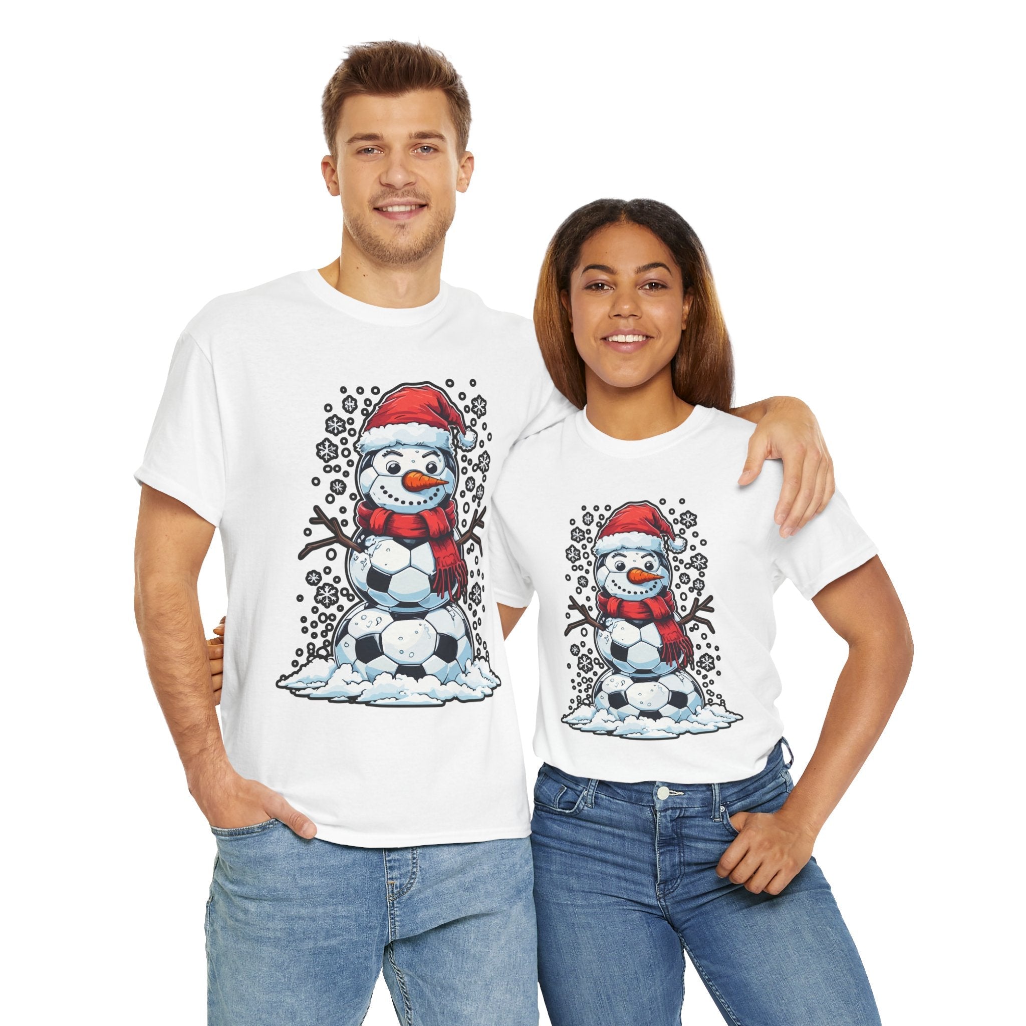 Christmas Snowman Soccer T-Shirt Printify