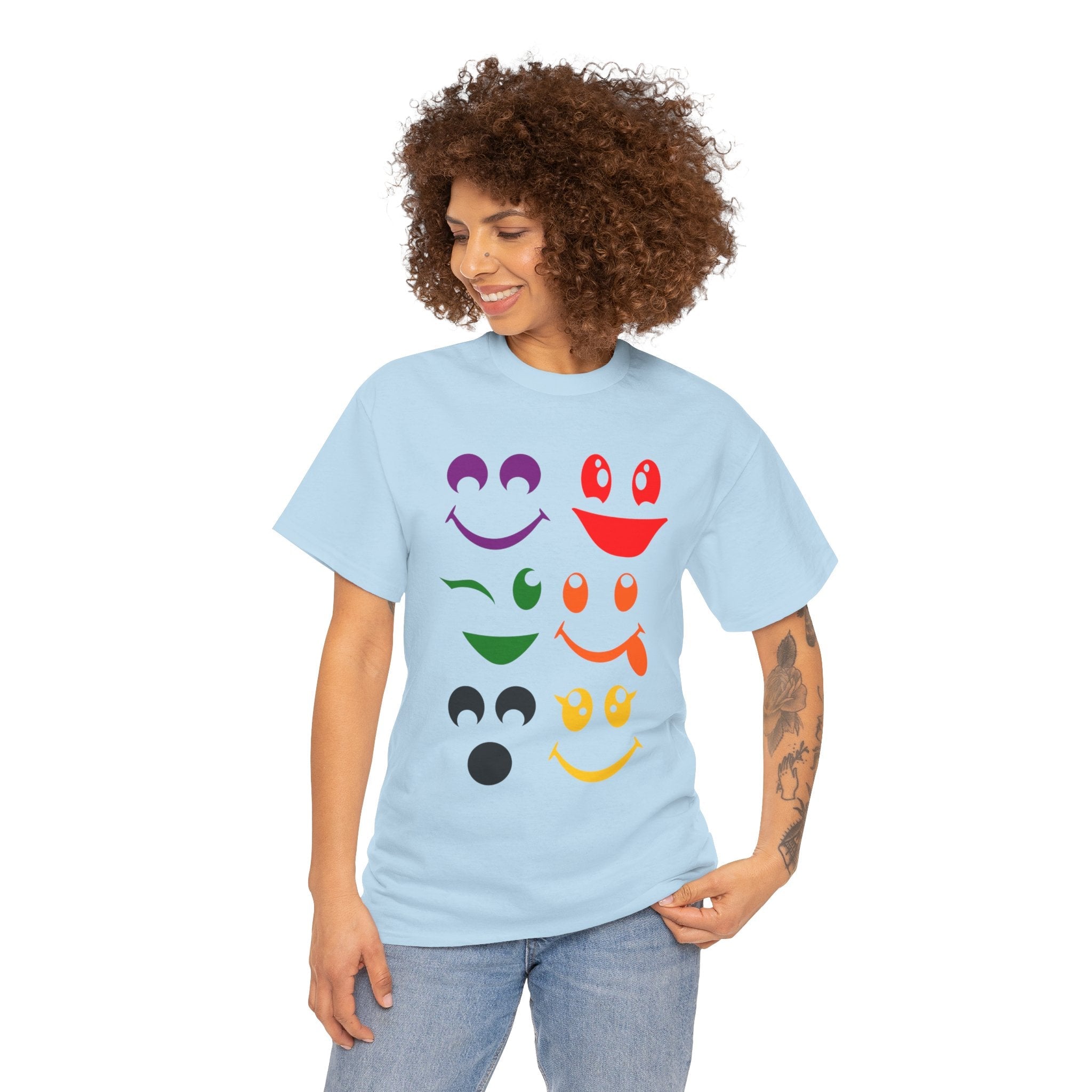 Colorful Smiley Face Unisex T- Shirt Printify
