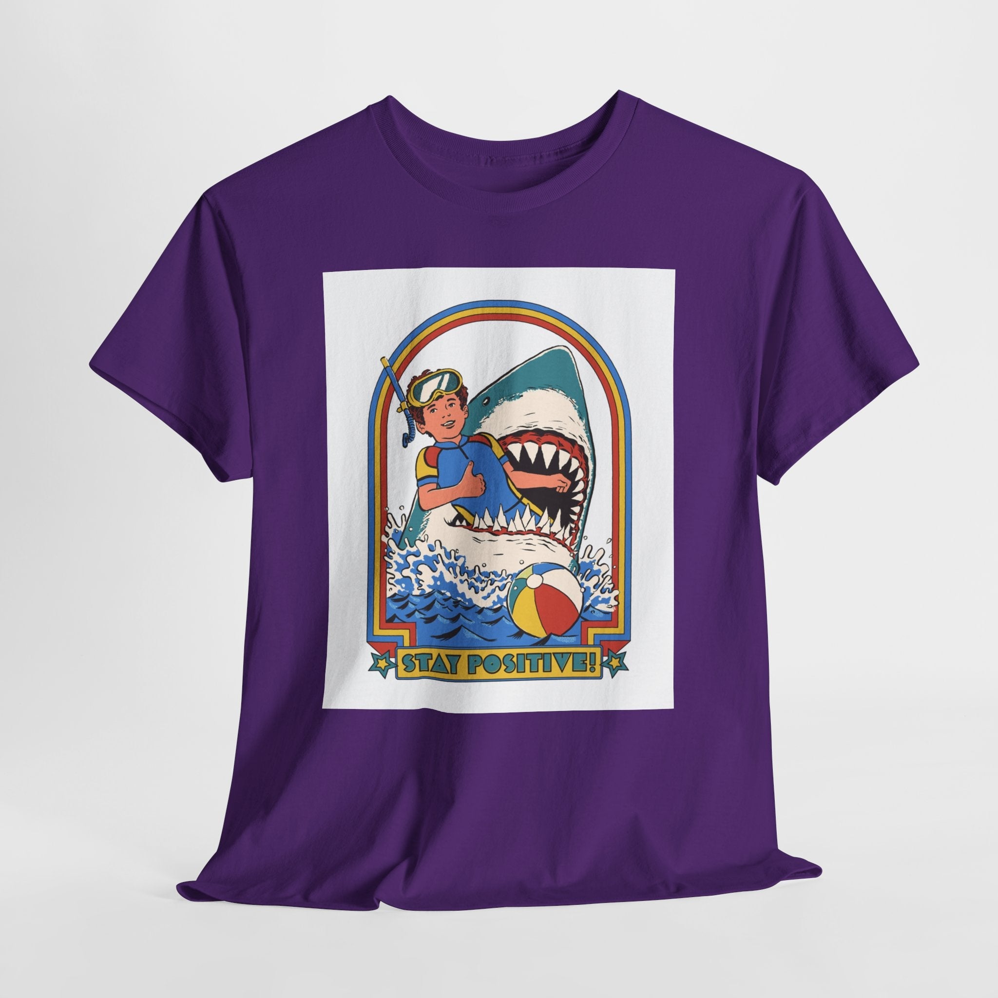 Stay Positive Shark Design T-Shirt Printify
