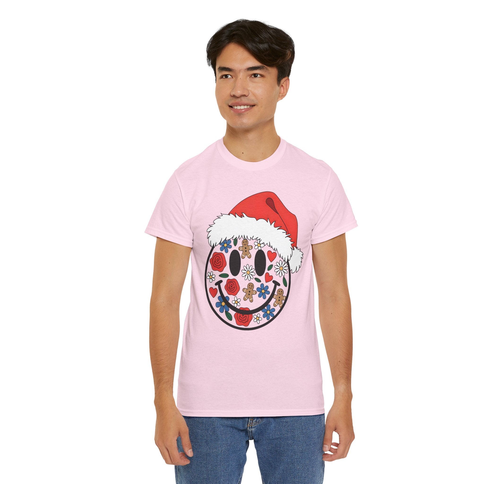 Retro Christmas Smiley Face T- Shirt Printify