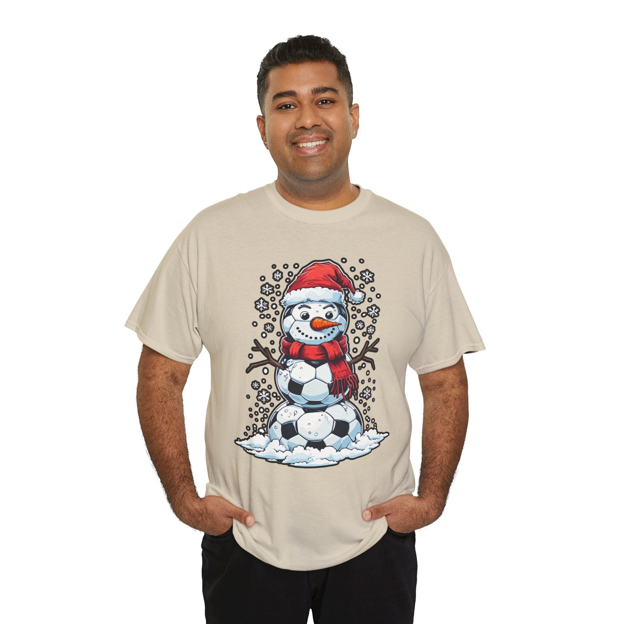 Christmas Snowman Soccer T-Shirt Printify