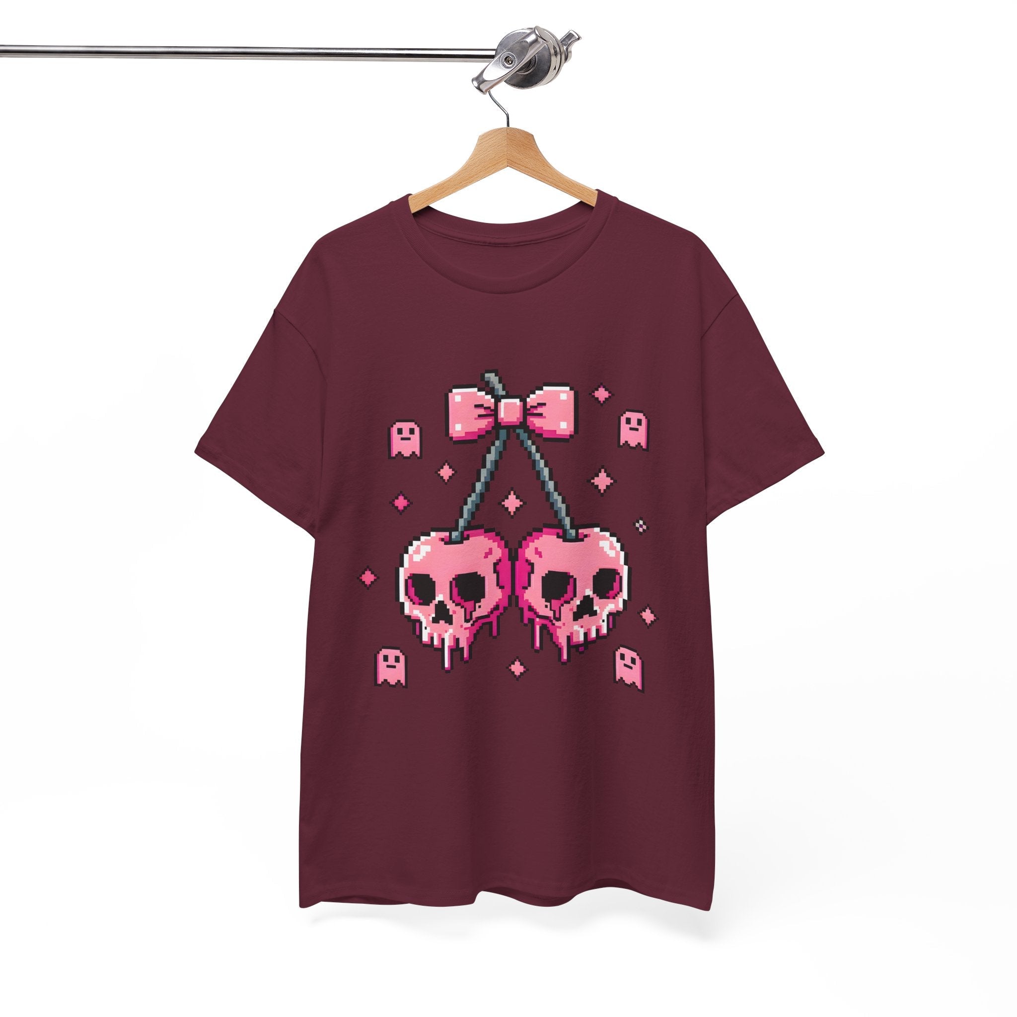 Pixel Skull Cherries Skeleton T- Shirt Printify