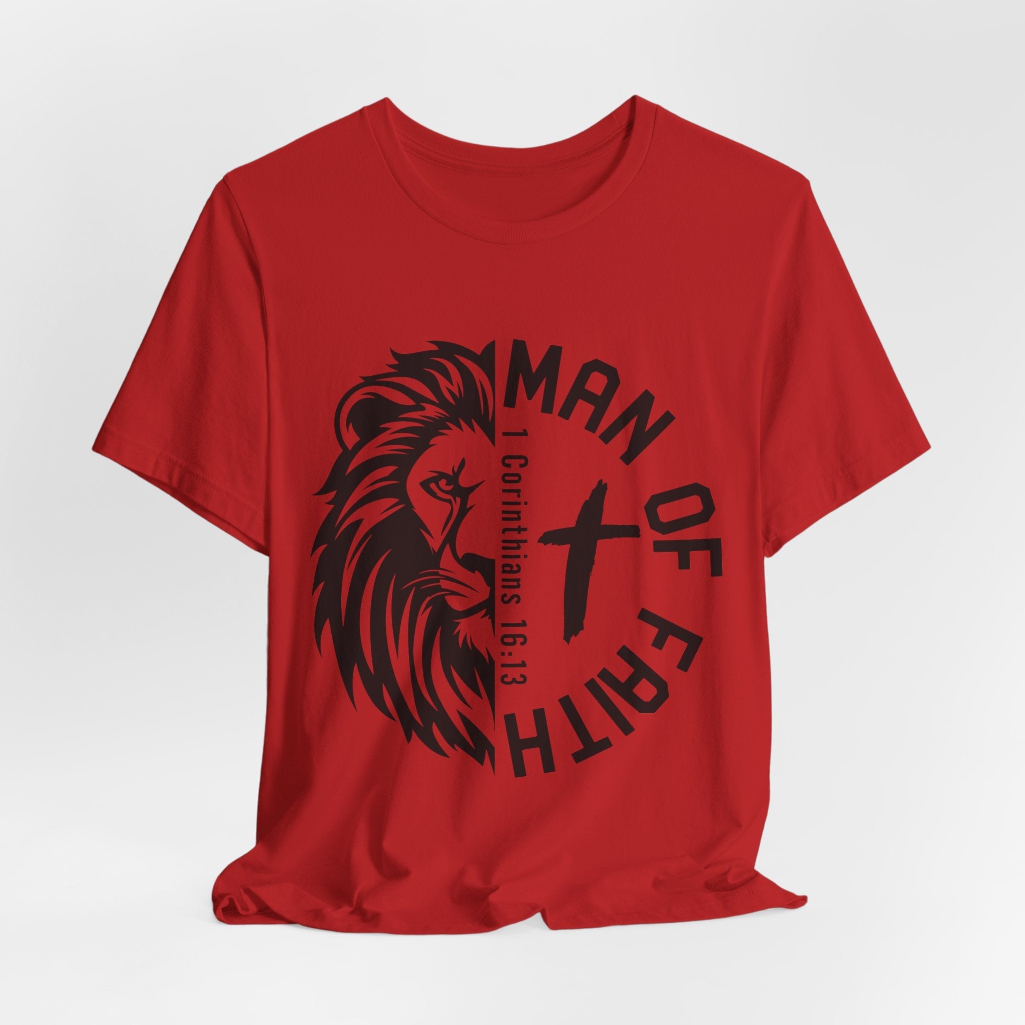 Man of Faith Lion Graphic T-Shirt Printify