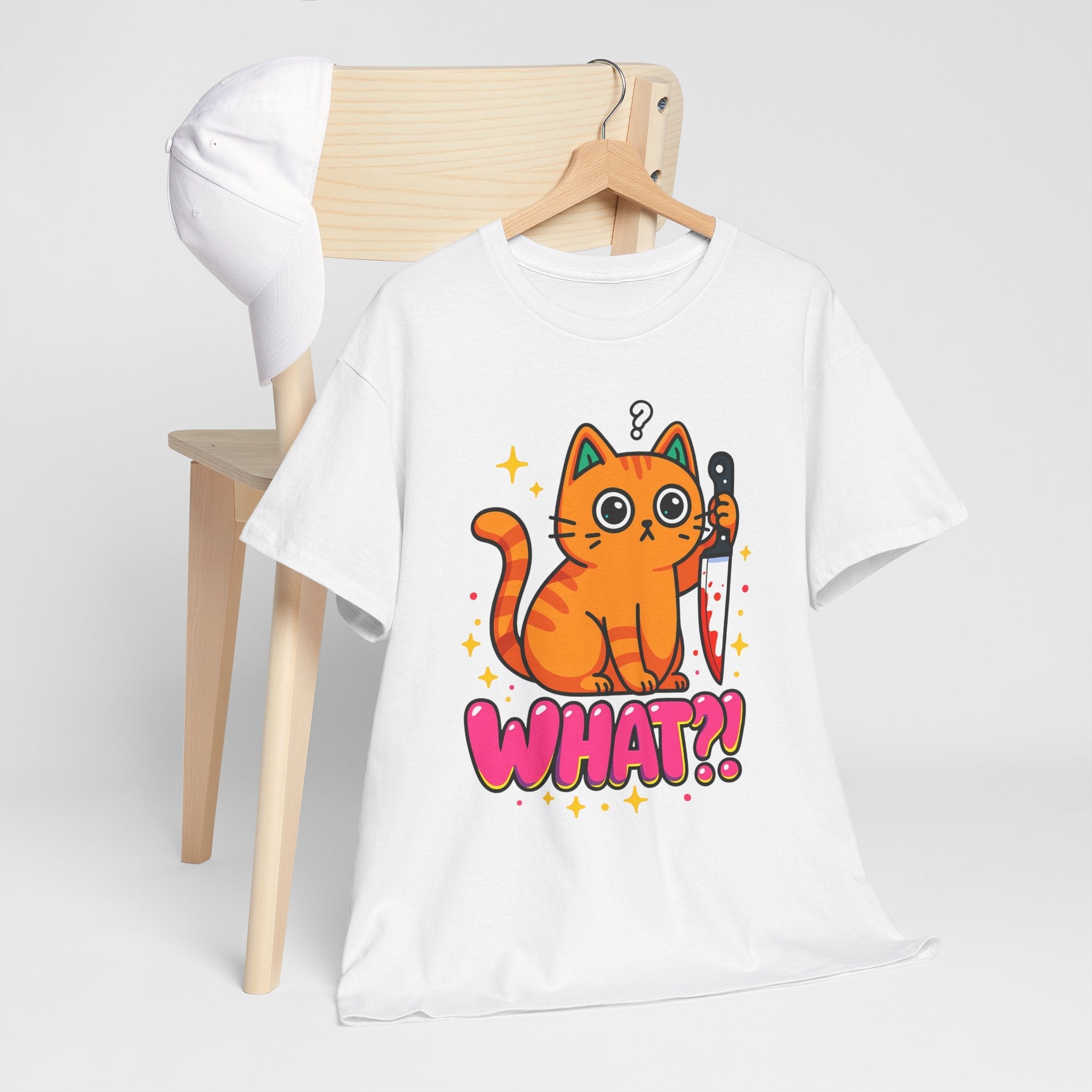 Whimsical Cat Graphic T-Shirt Printify