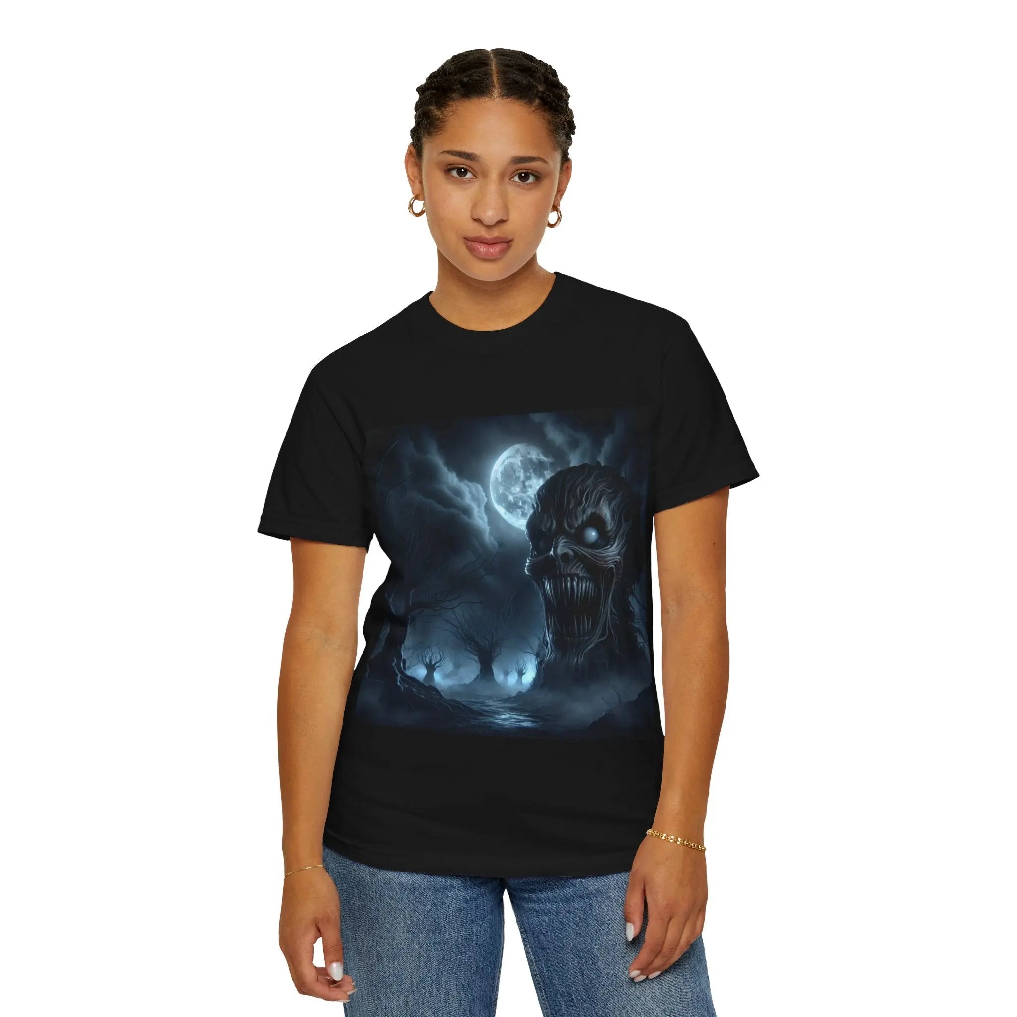 Horror Face Unisex Black T-Shirt Printify