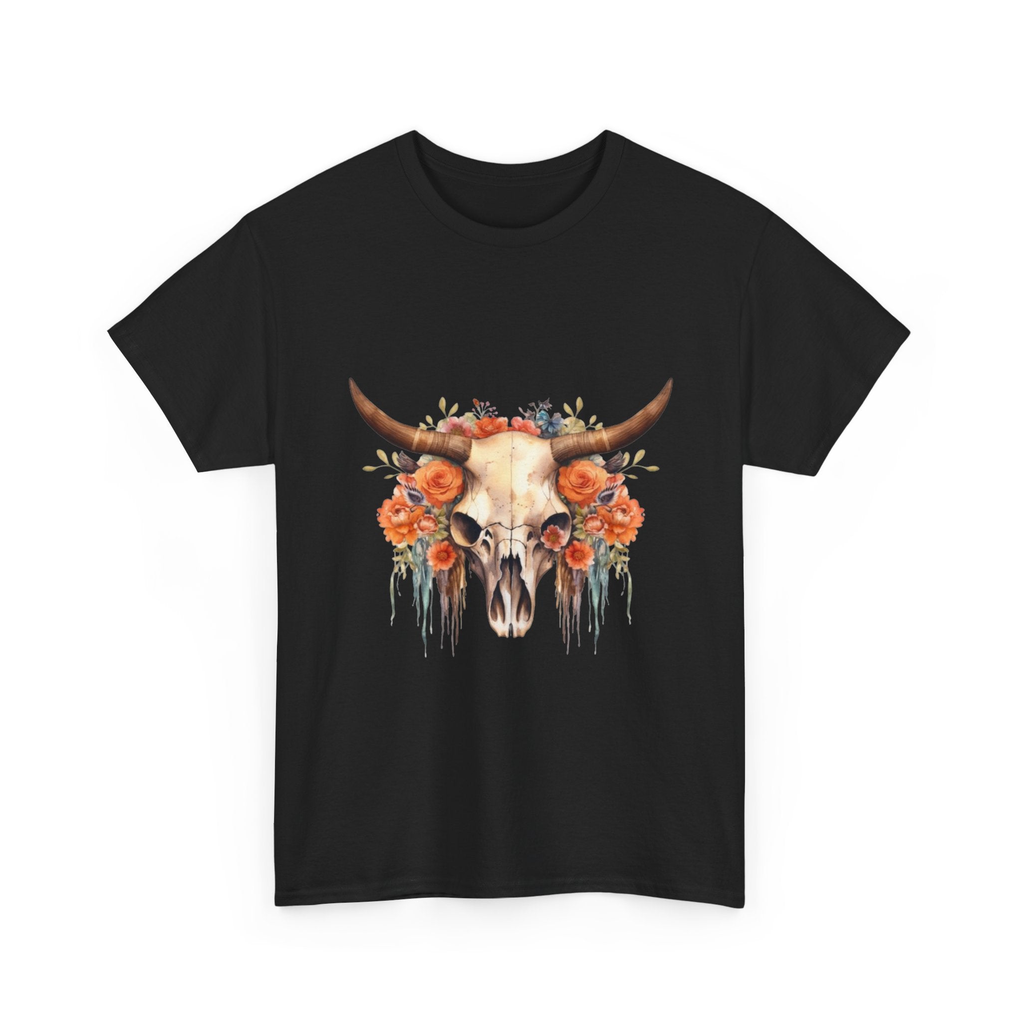 Boho Floral Skull Unisex T-Shirt Printify