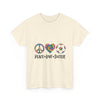 Peace Love Soccer Unisex T- Shirt Printify