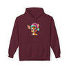 Festive Cute Reindeer Face Hoodie Printify