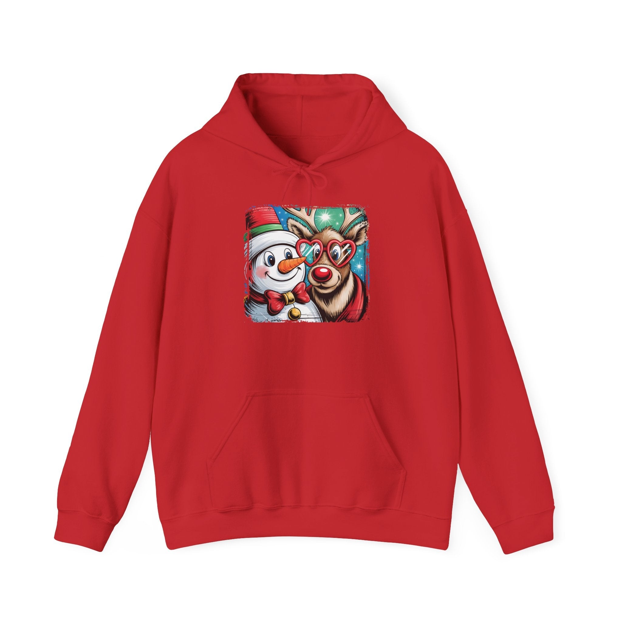Christmas Snowman & Reindeer Hoodie Printify