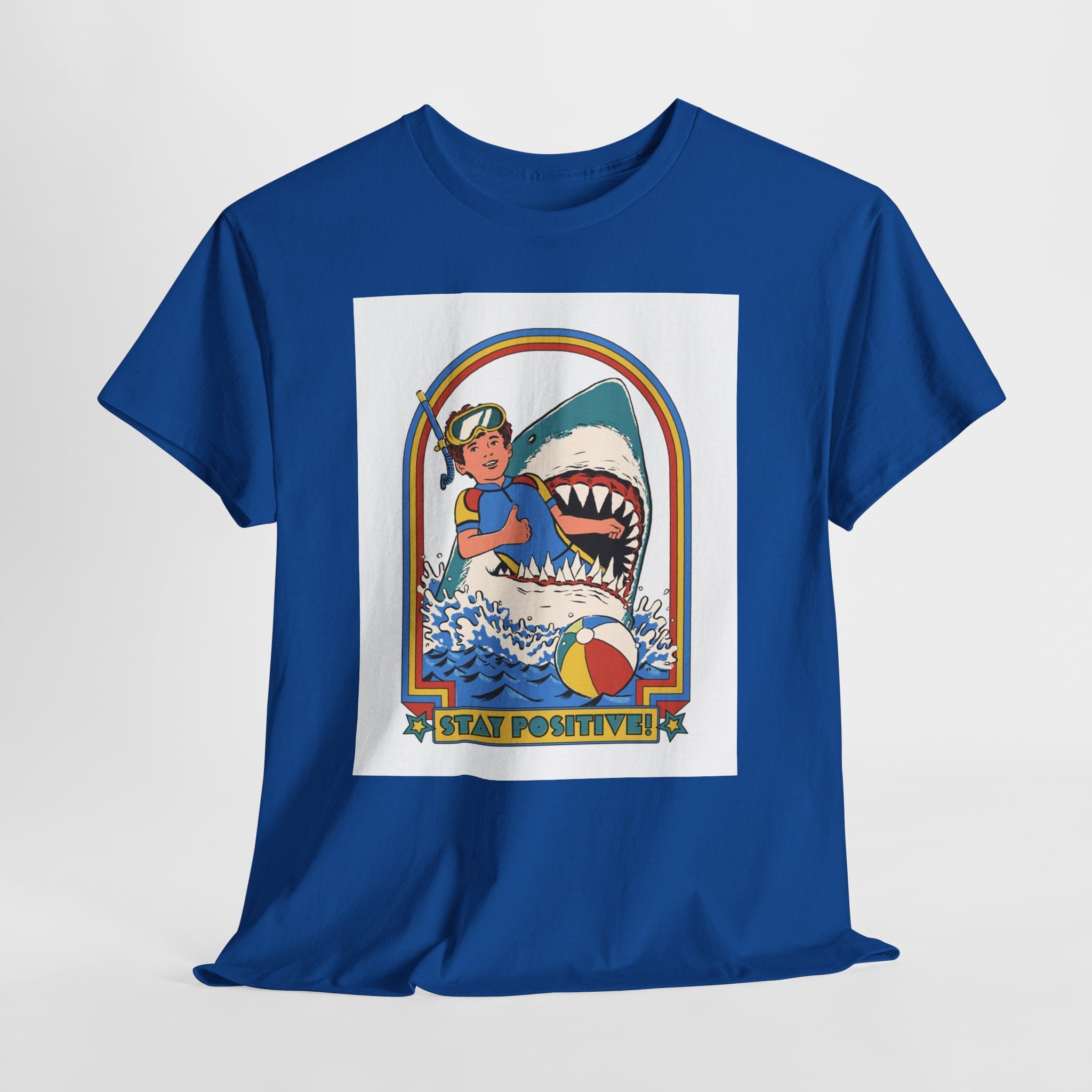 Stay Positive Shark Design T-Shirt Printify