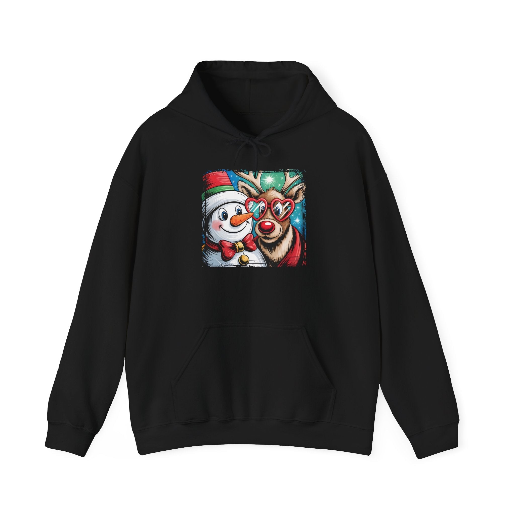 Christmas Snowman & Reindeer Hoodie Printify