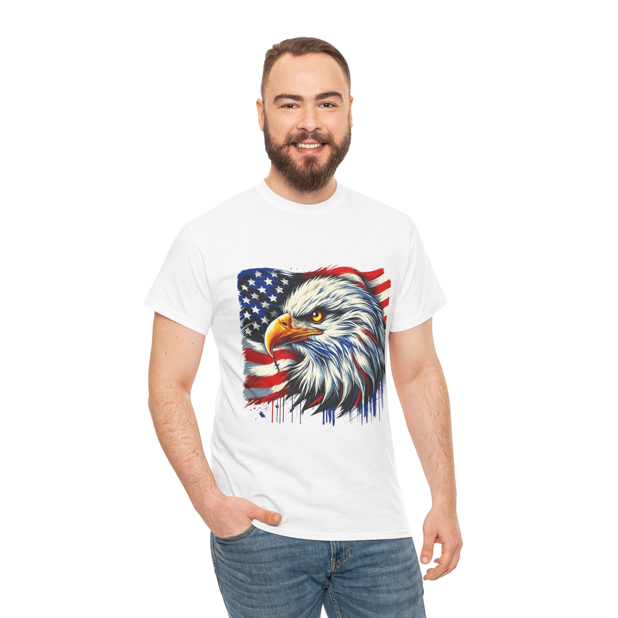 Bald Eagle American Flag T-Shirt Printify