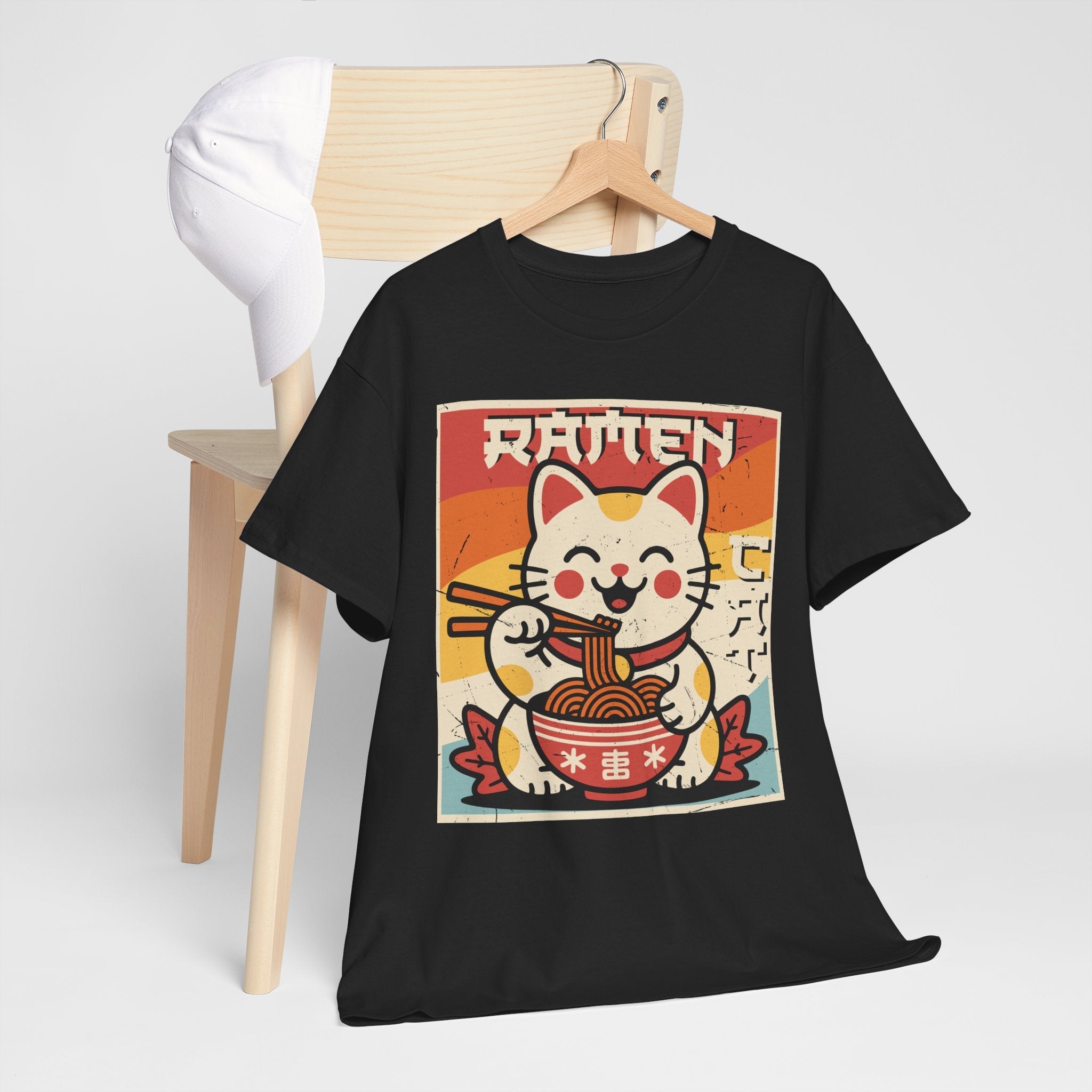 Cute Ramen Cat Vintage T- Shirt Printify