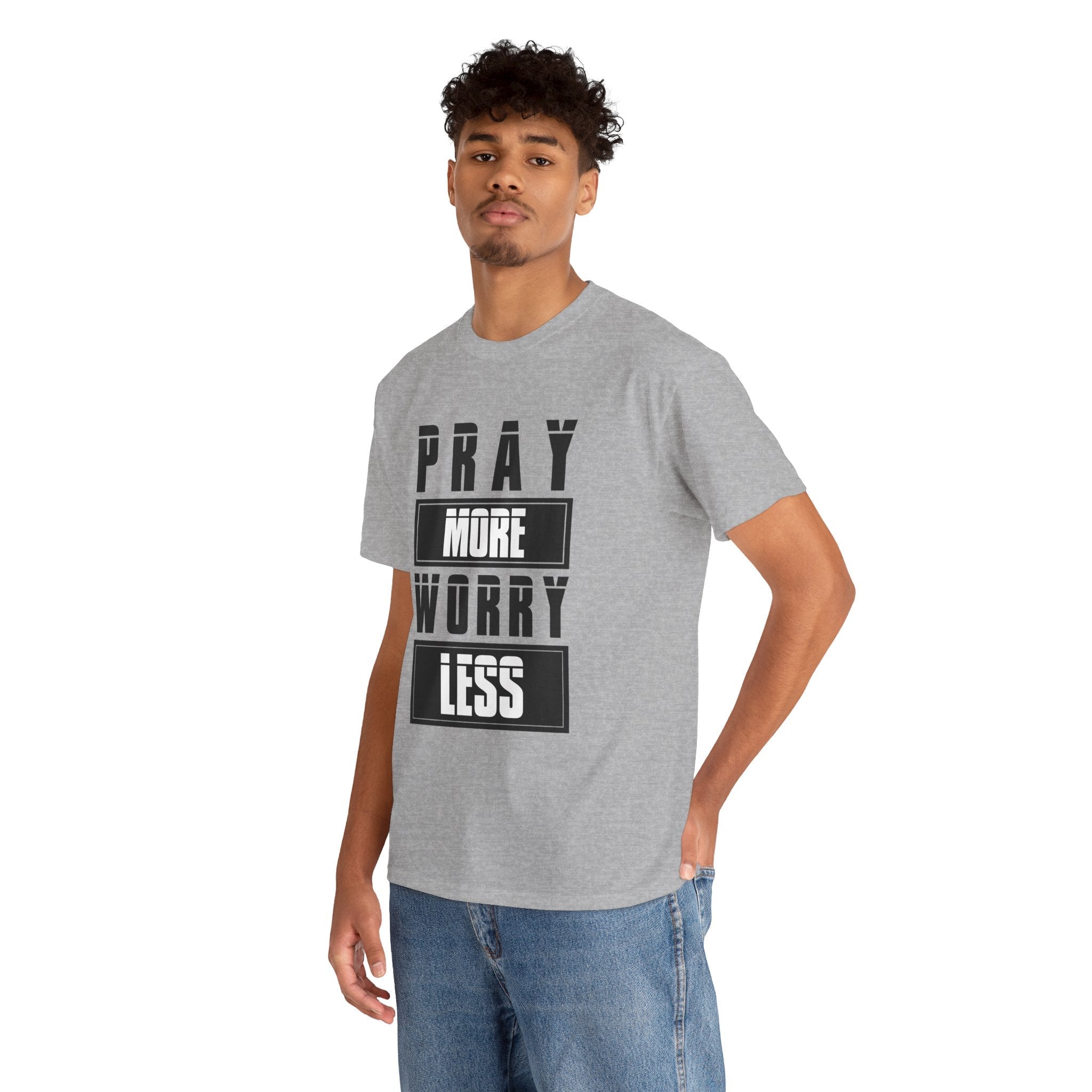 Pray More Worry Less Inspirational T-Shirt Printify