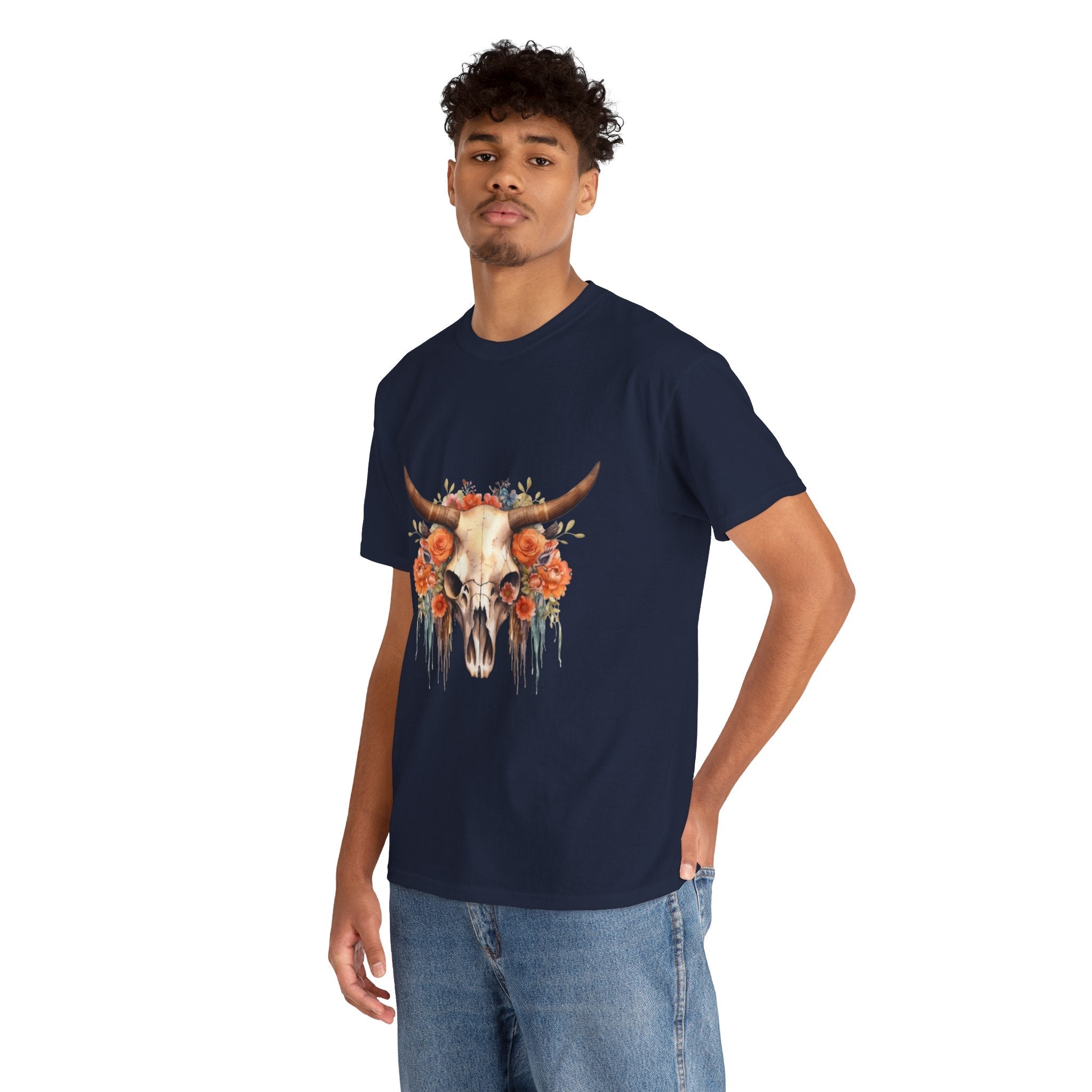Boho Floral Skull Unisex T-Shirt Printify