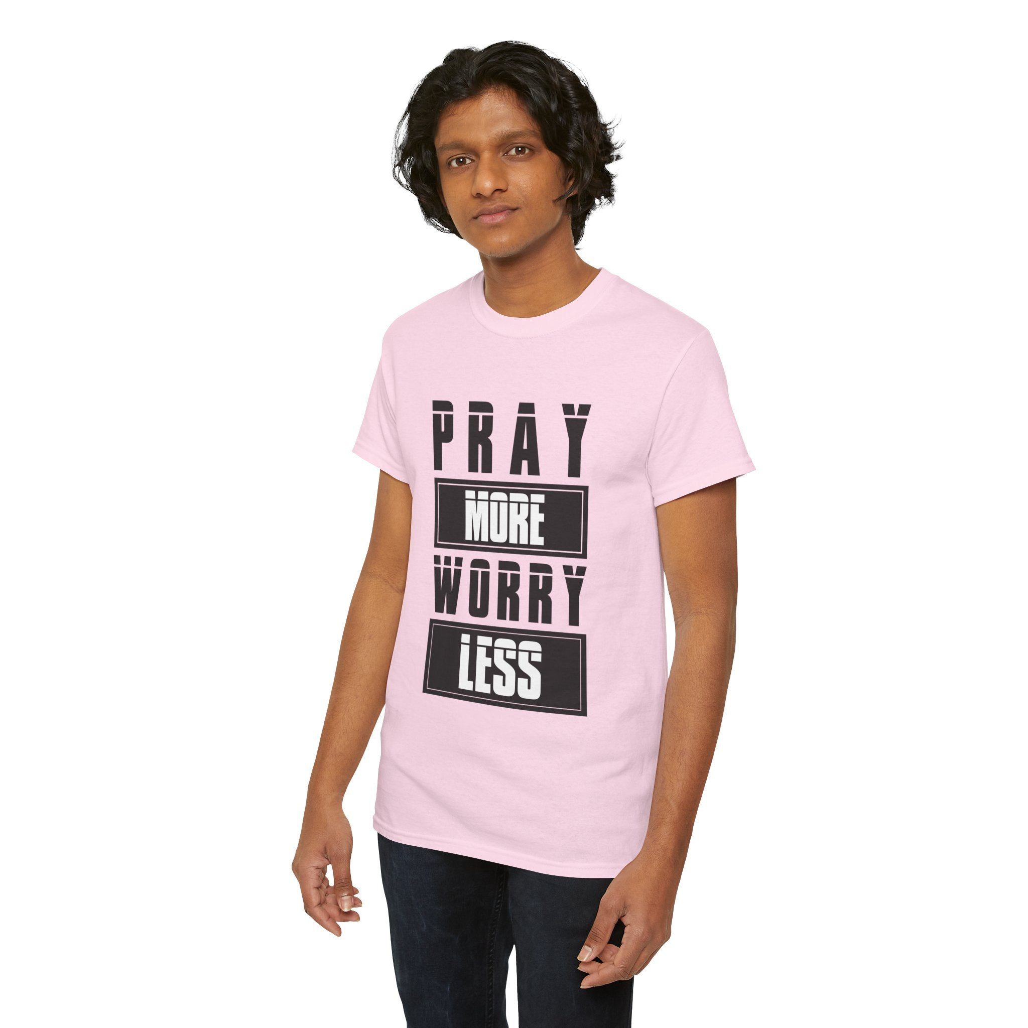 Pray More Worry Less Inspirational T-Shirt Printify
