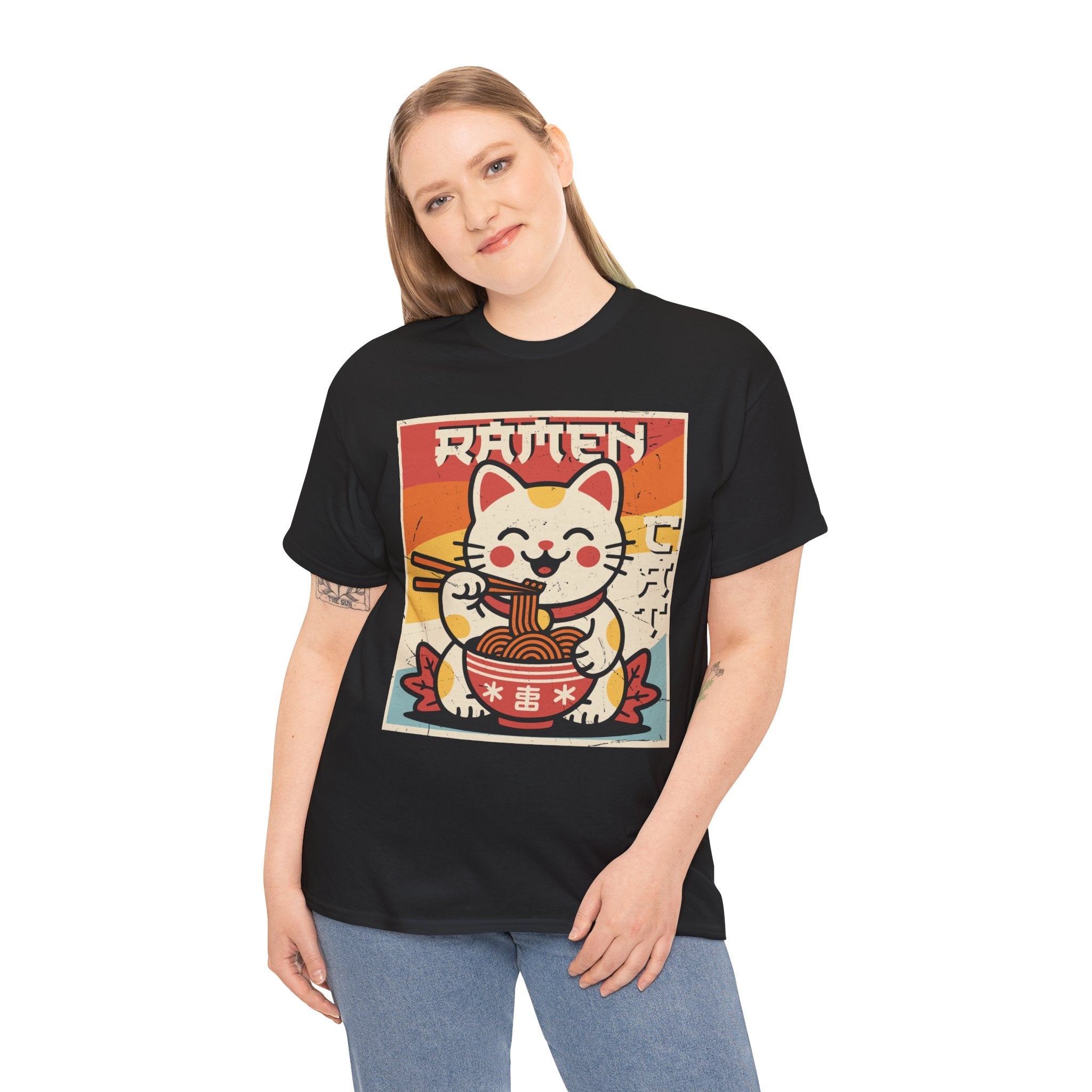 Cute Ramen Cat Vintage T- Shirt Printify
