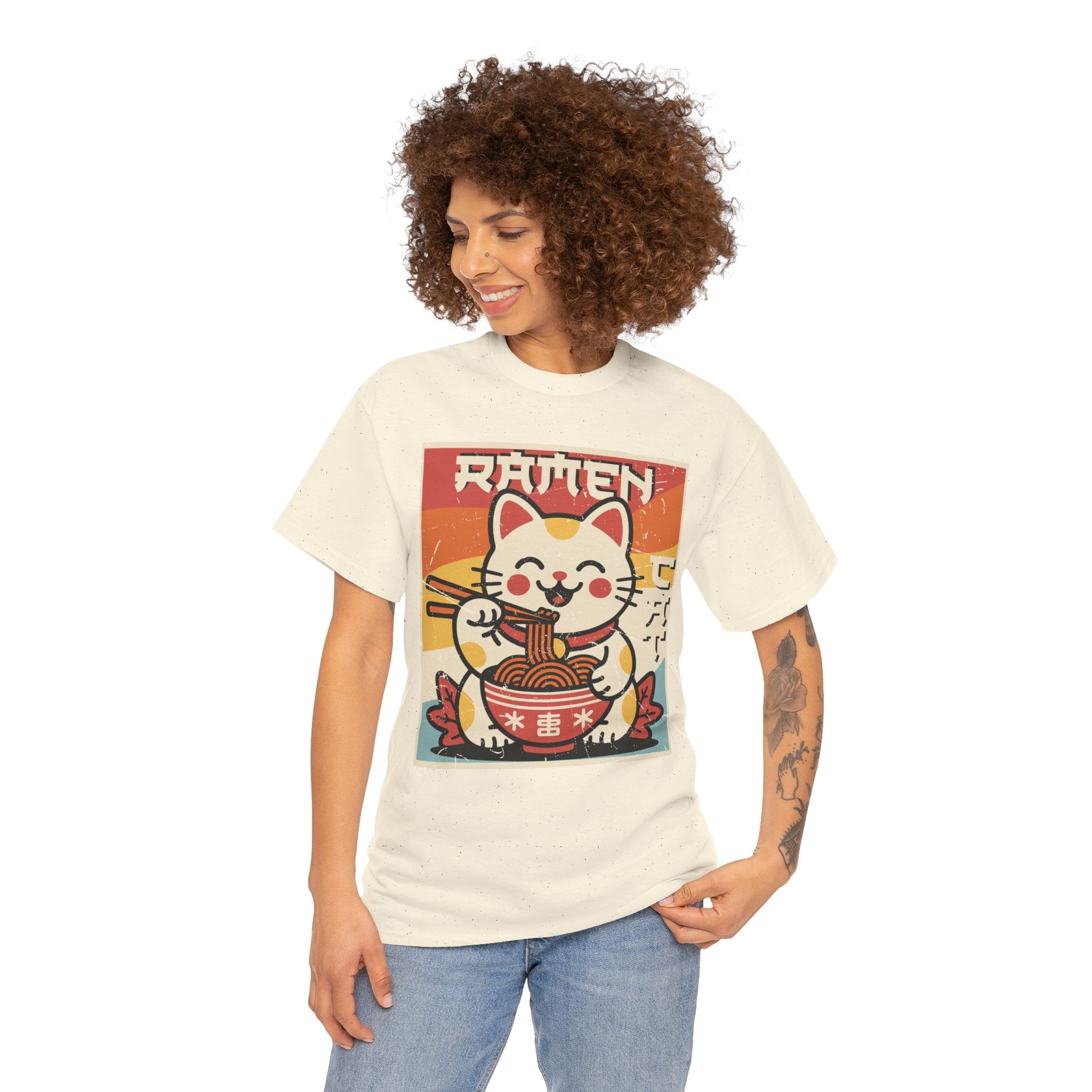 Cute Ramen Cat Vintage T- Shirt Printify