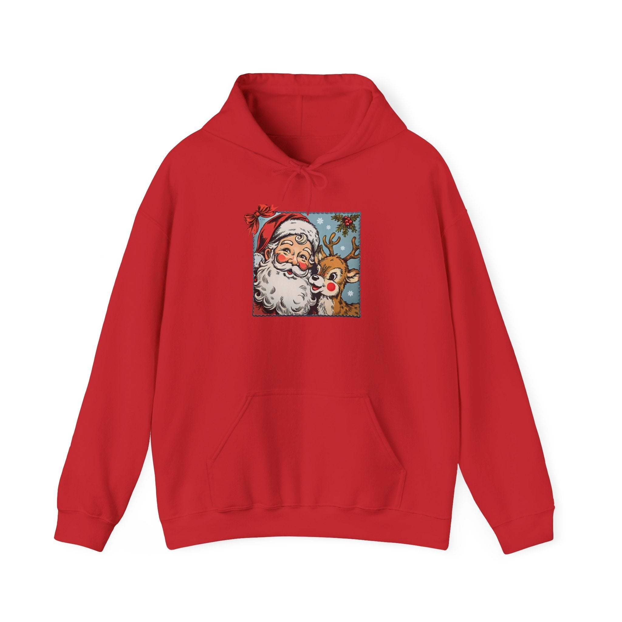 Vintage Santa & Reindeer Christmas Hoodie Printify