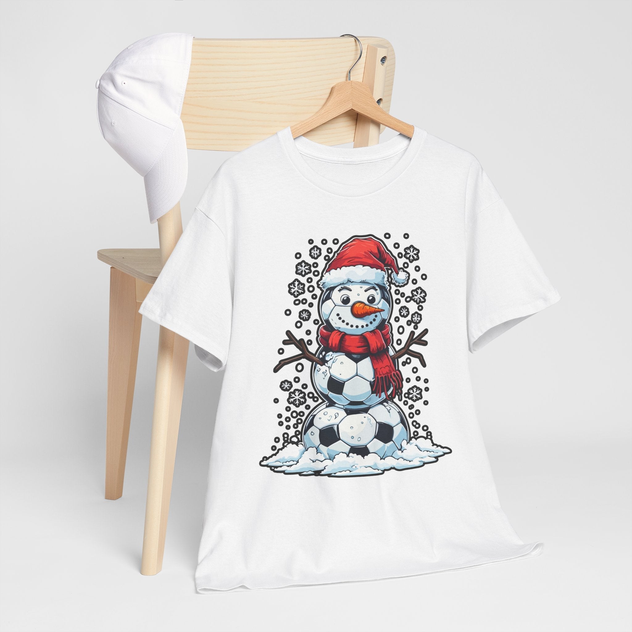 Christmas Snowman Soccer T-Shirt Printify