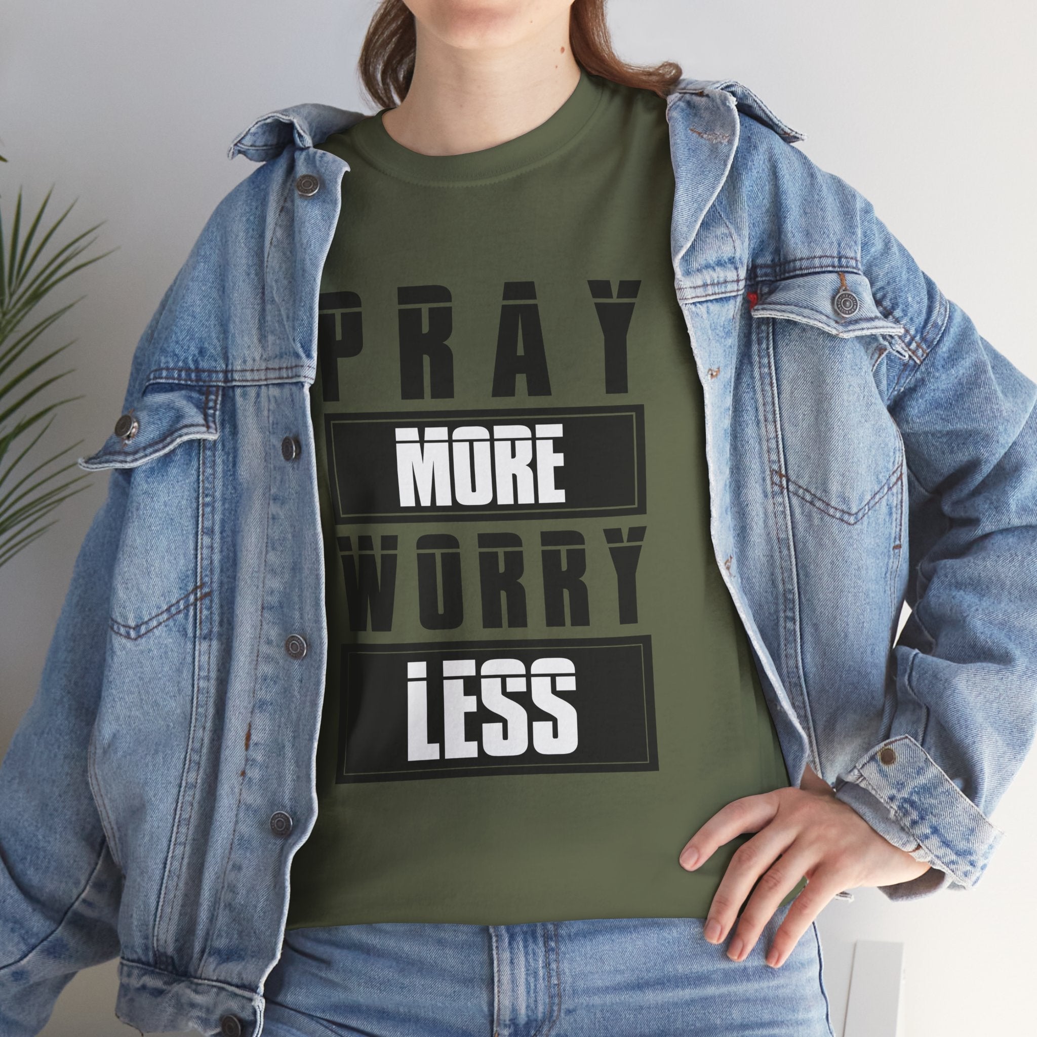 Pray More Worry Less Inspirational T-Shirt Printify