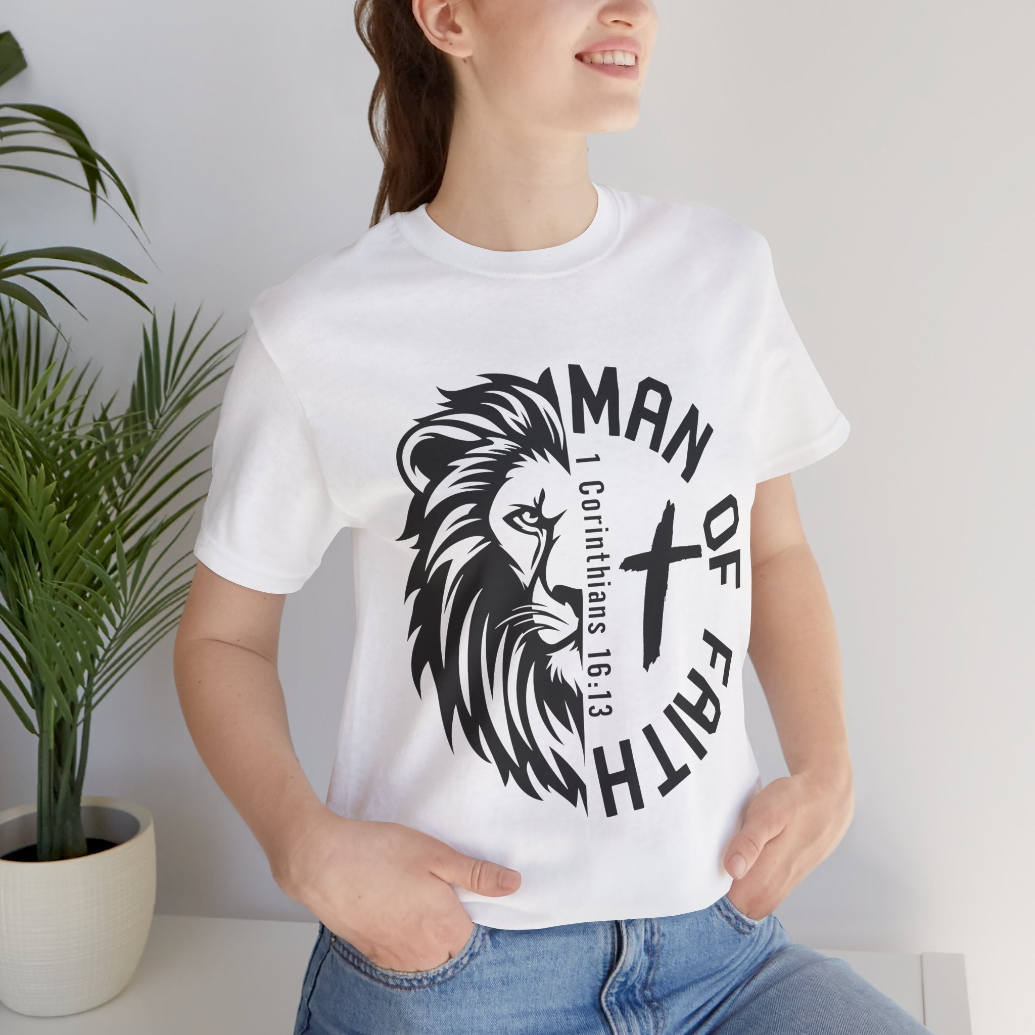 Man of Faith Lion Graphic T-Shirt Printify