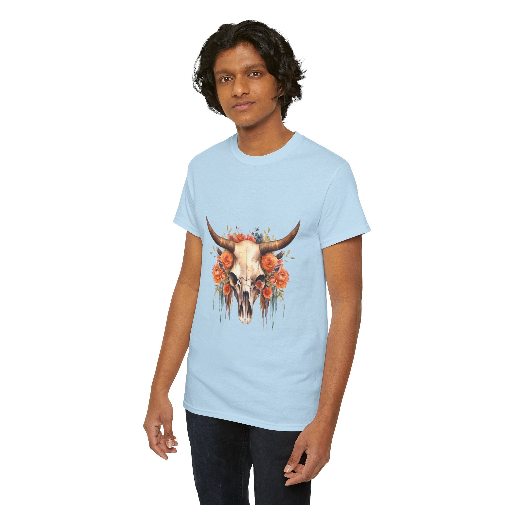 Boho Floral Skull Unisex T-Shirt Printify
