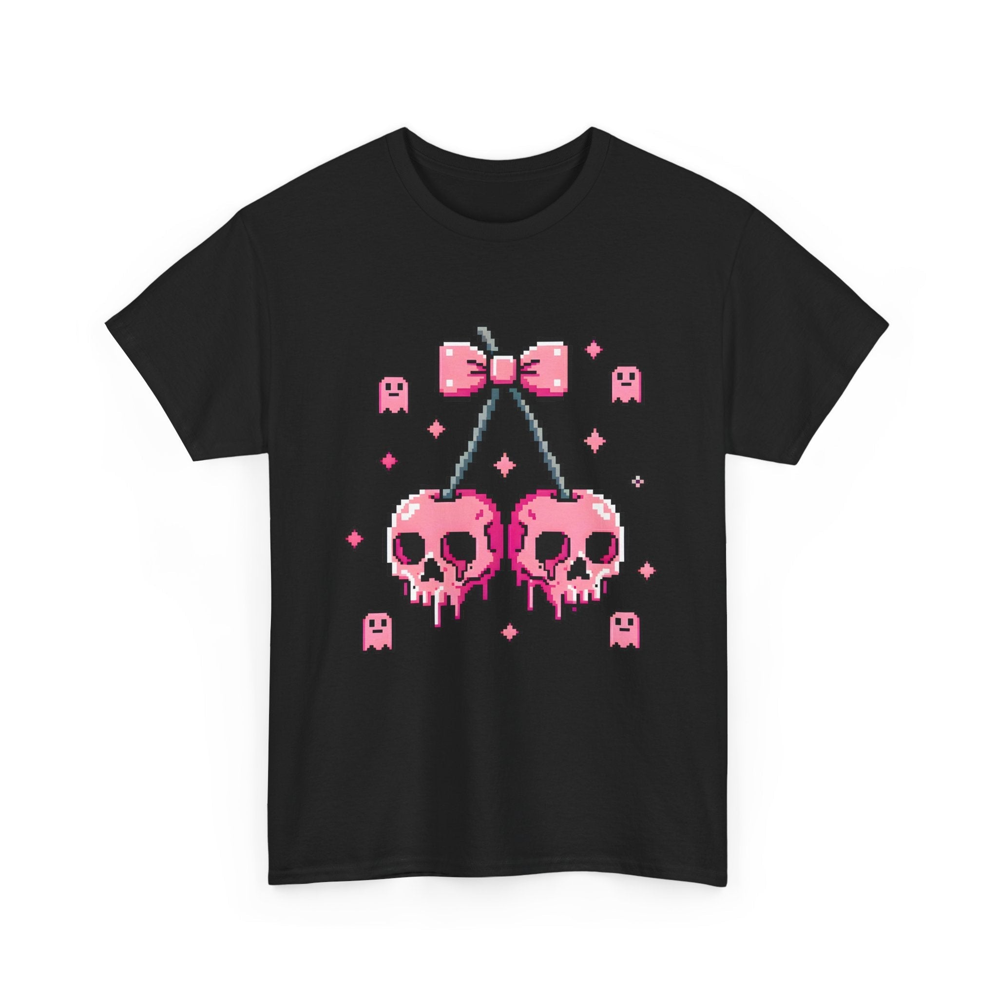 Pixel Skull Cherries Skeleton T- Shirt Printify