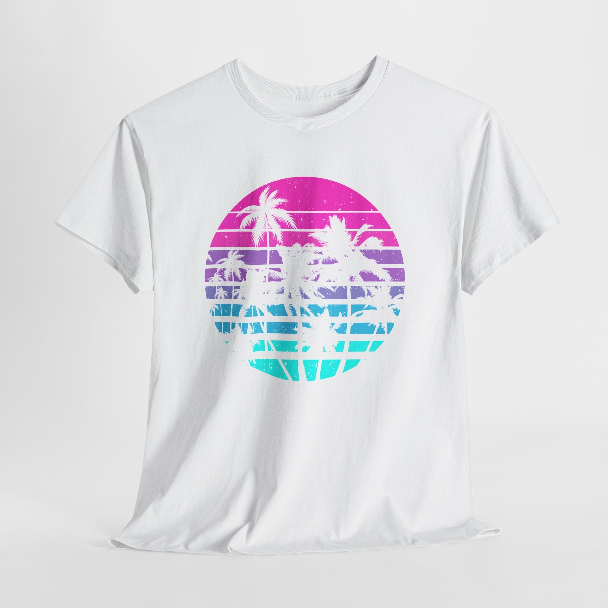Sunset Palm 80s Retro Graphic T- Shirt Printify
