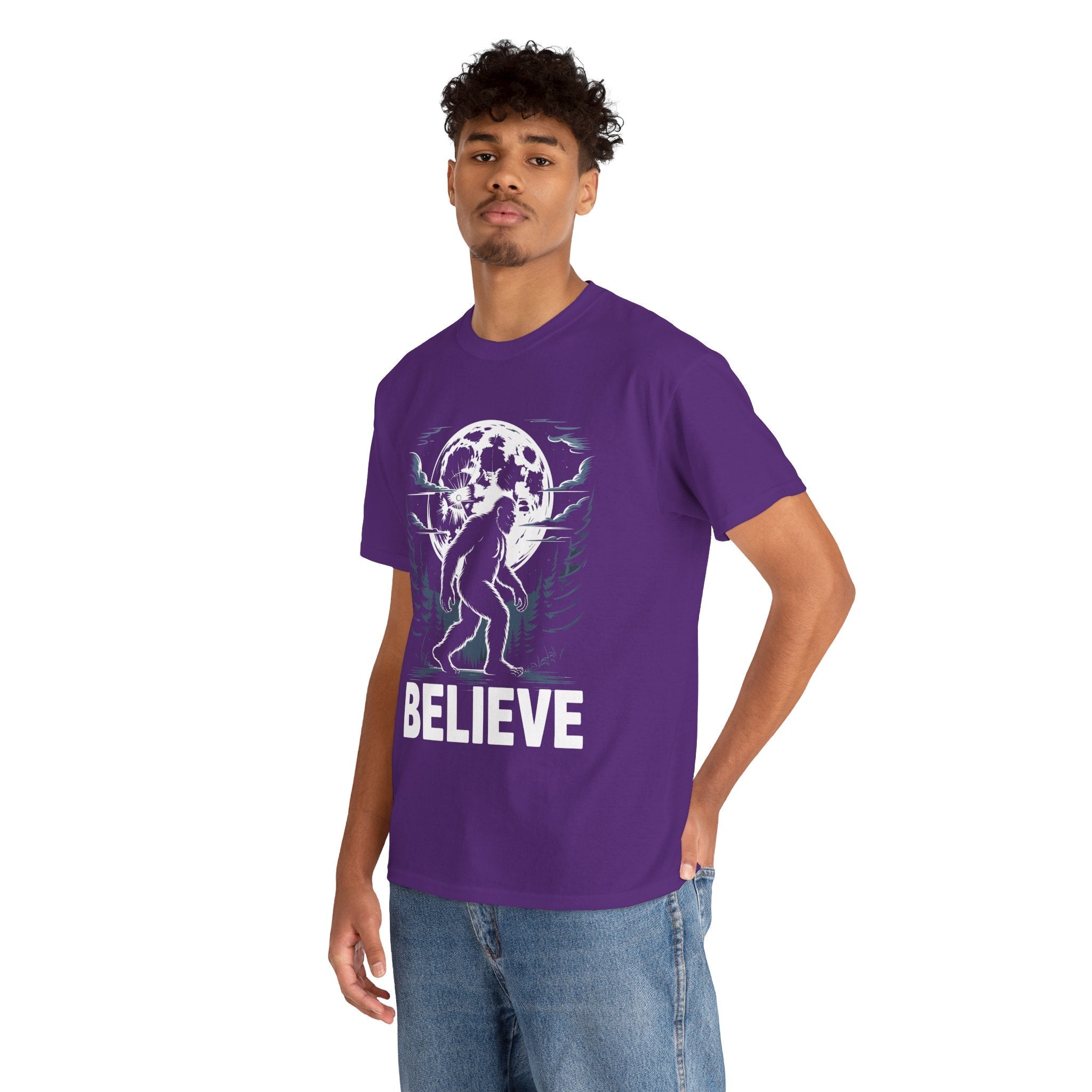Moonlit Believer Bigfoot Lover T- Shirt Printify