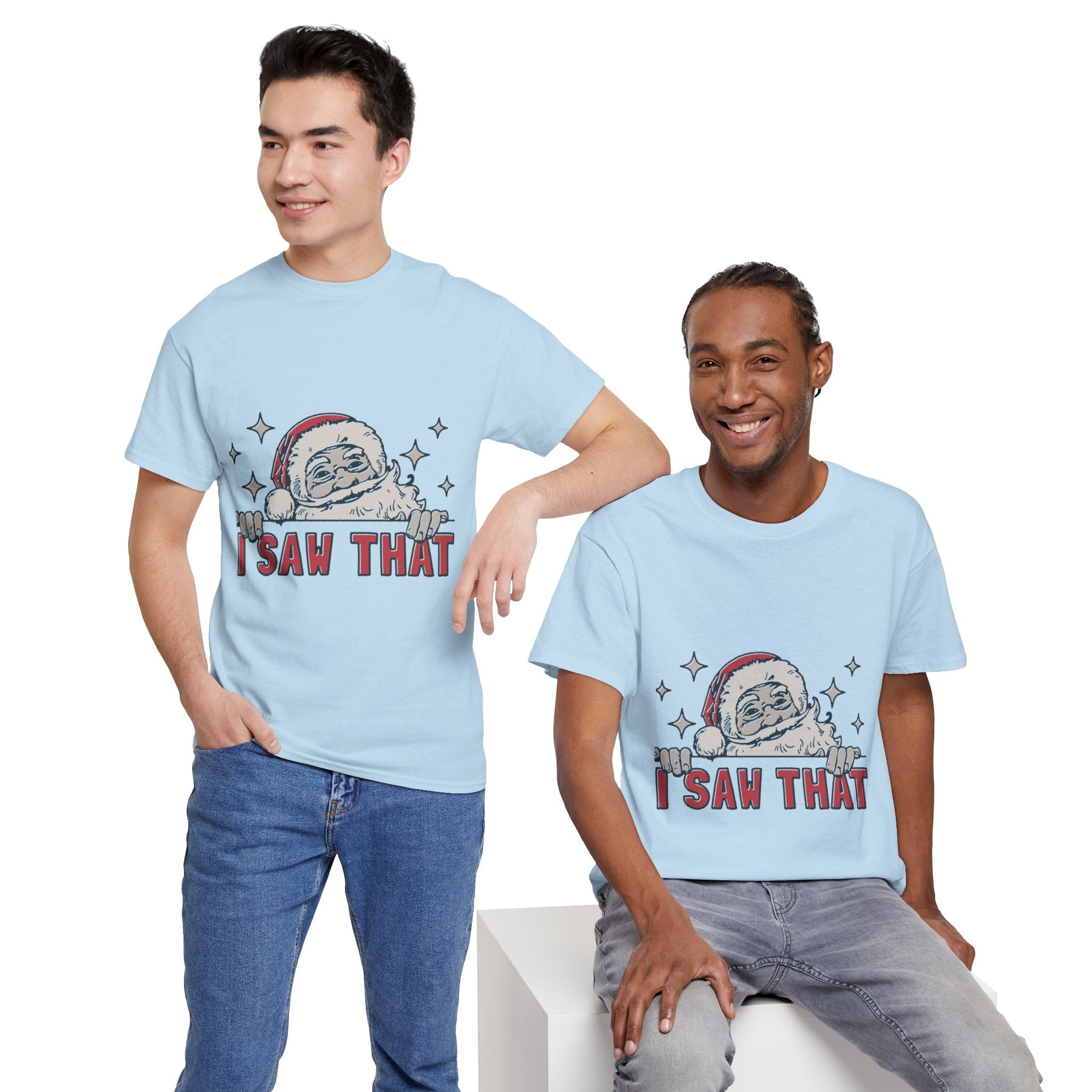 Santa's Watchful Unisex Christmas T-Shirt Printify