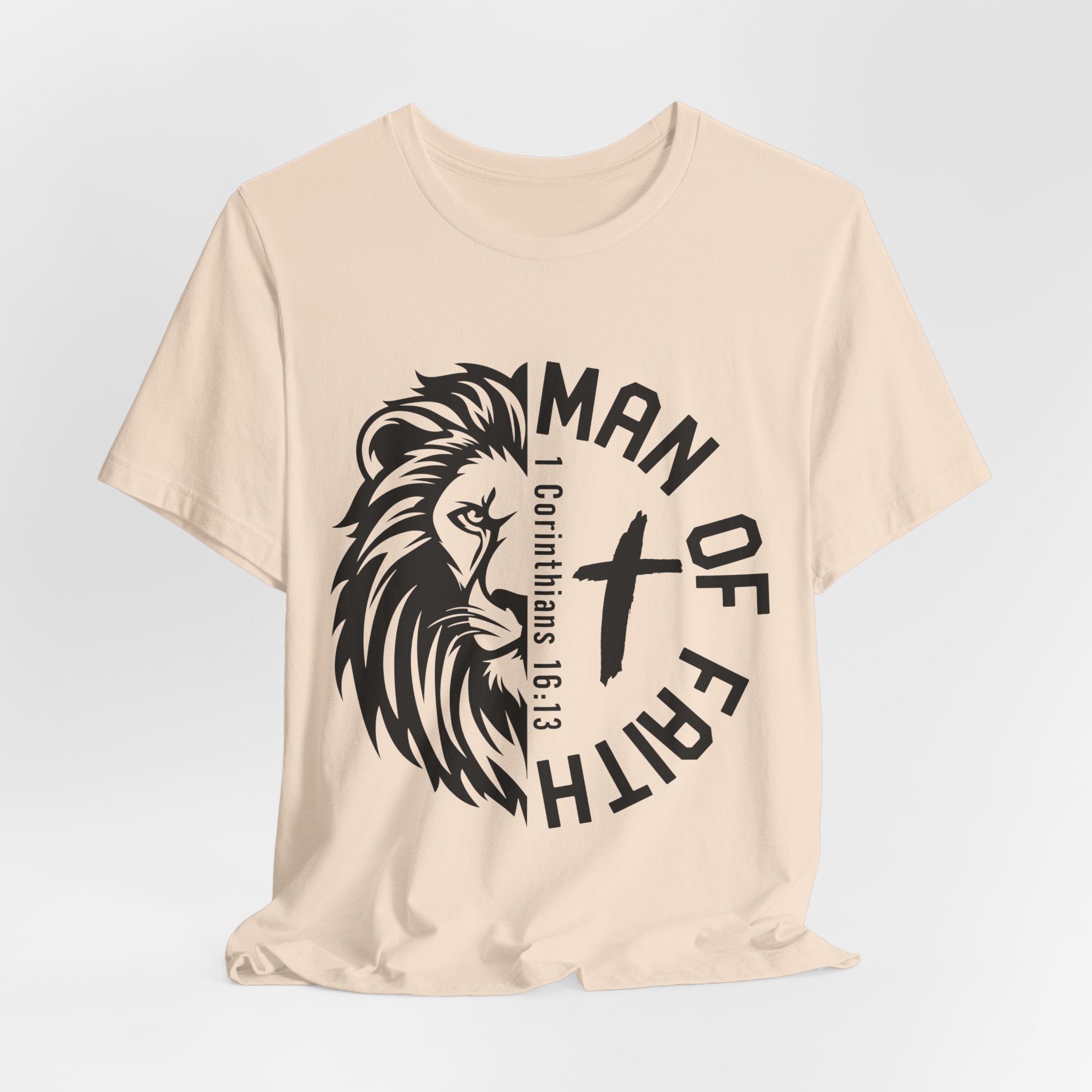 Man of Faith Lion Graphic T-Shirt Printify