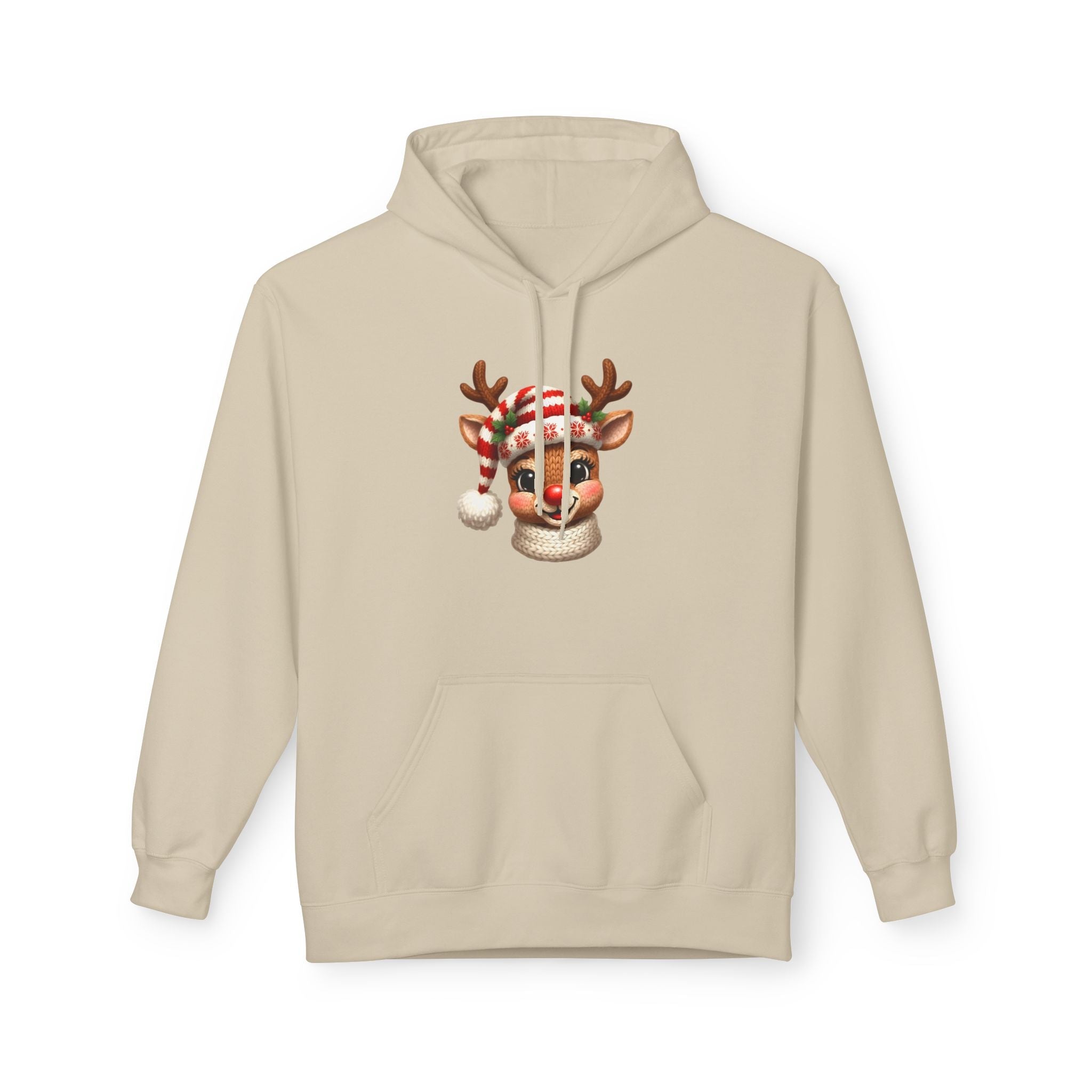 Reindeer Face Holiday Hoodie Printify