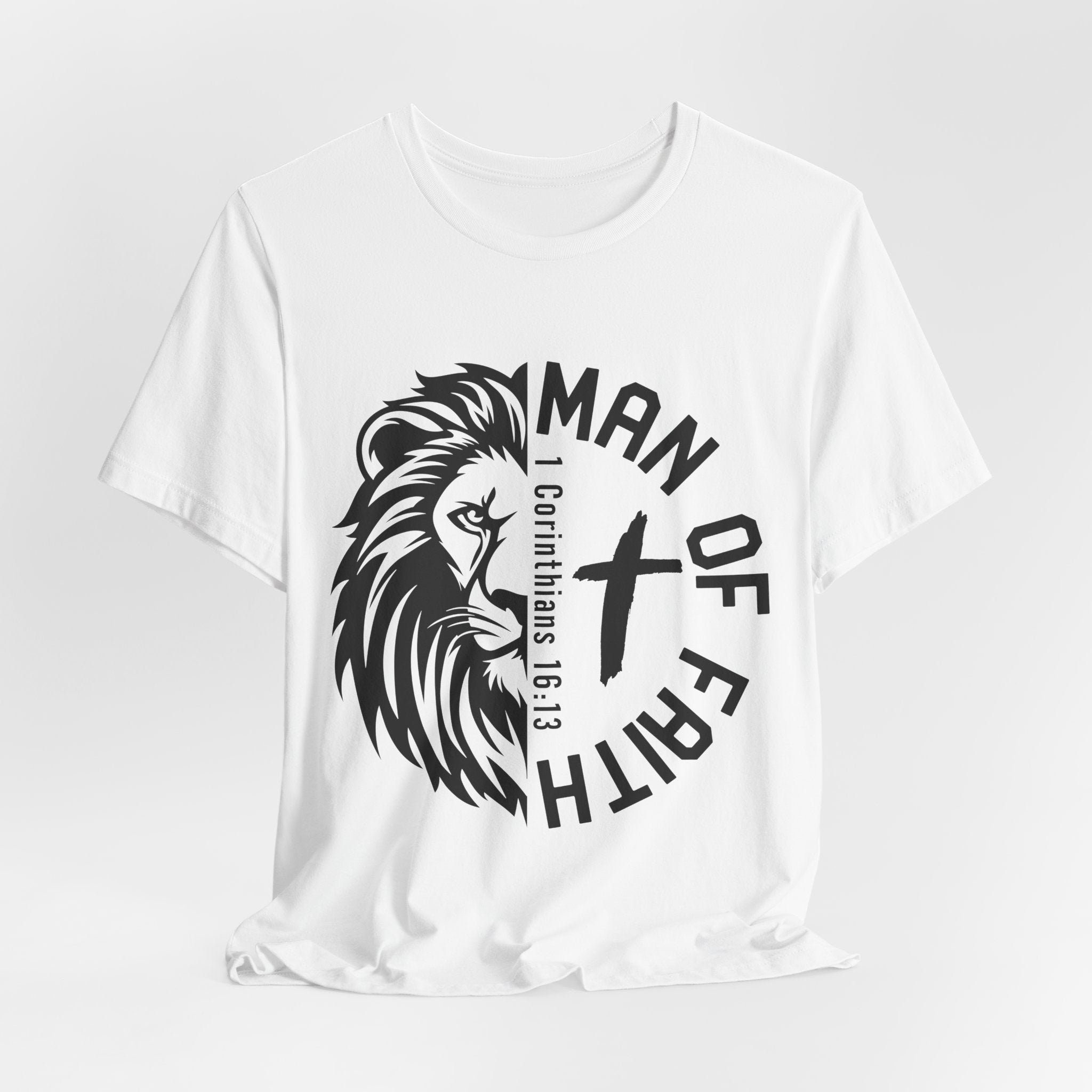 Man of Faith Lion Graphic T-Shirt Printify