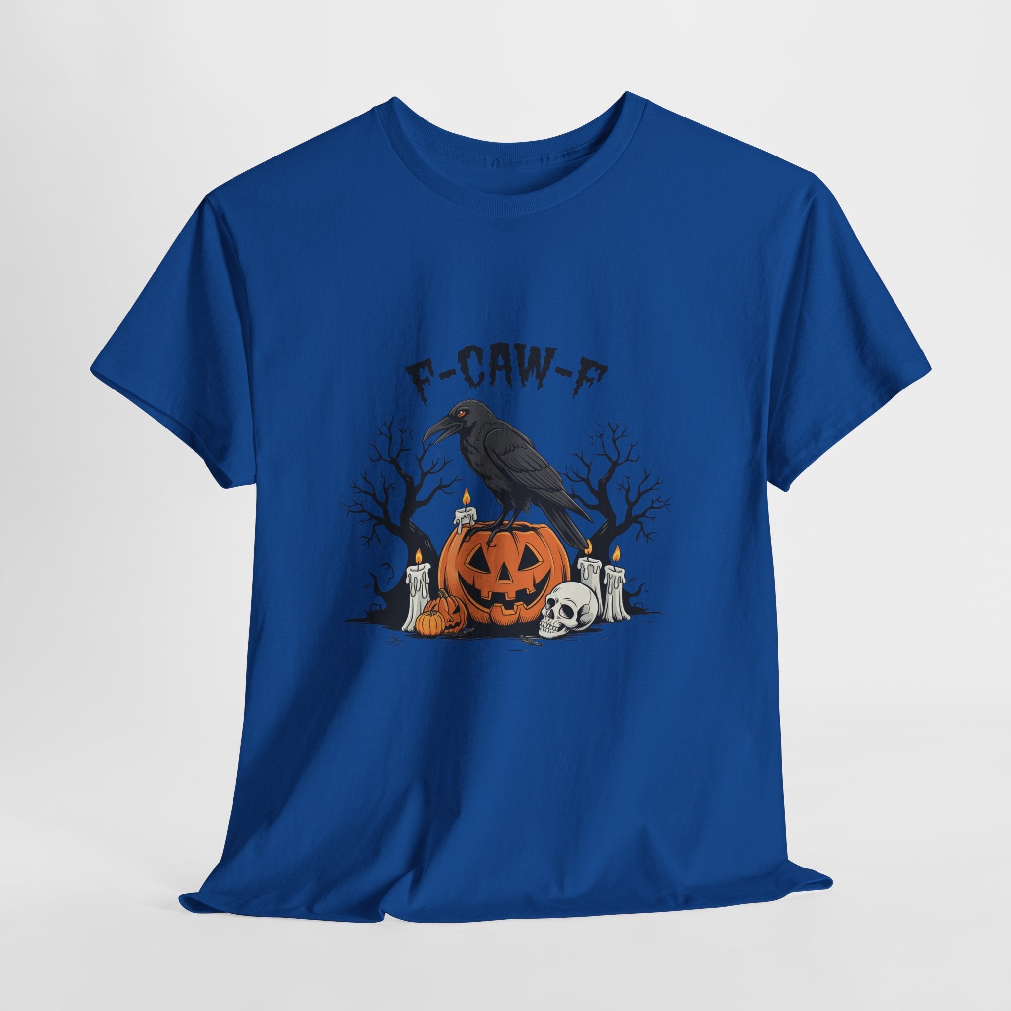 Crow on Skull with Bare Branches and Tex Graphic T-Shirt Printify