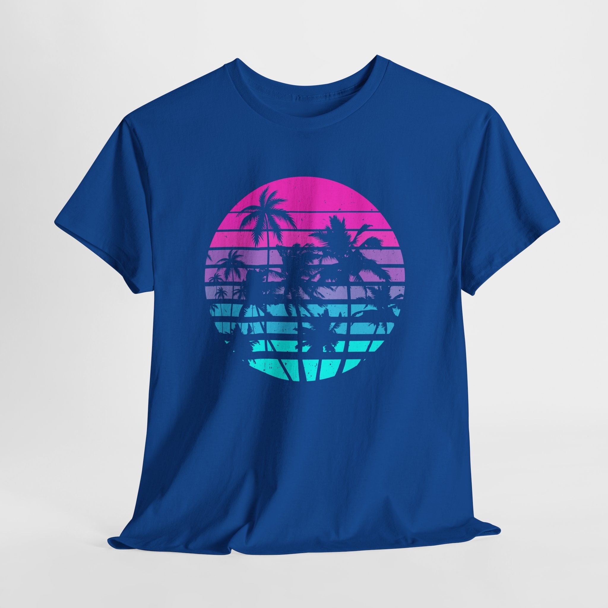 Sunset Palm 80s Retro Graphic T- Shirt Printify