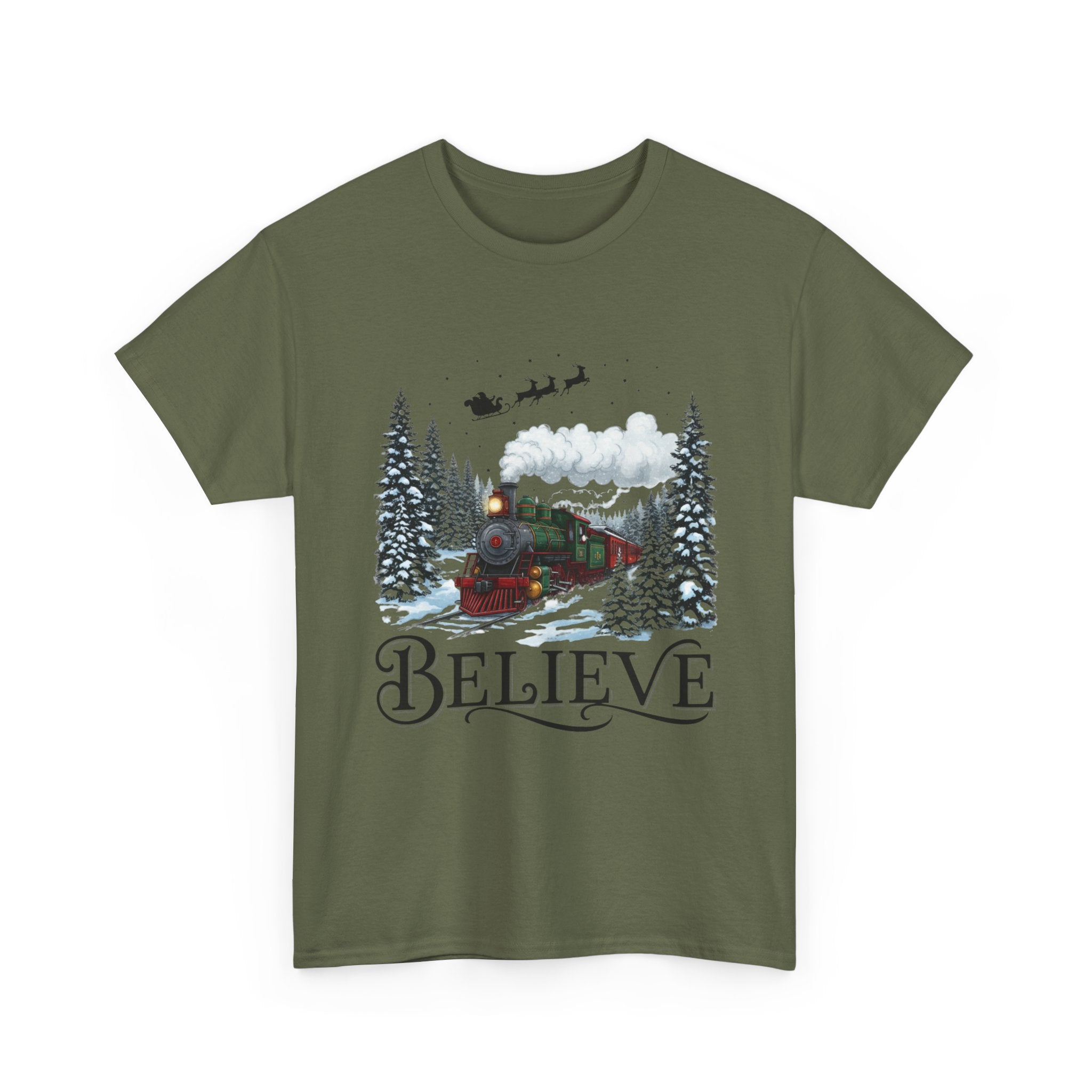 Christmas Train 'Believe' Unisex T- Shirt Printify
