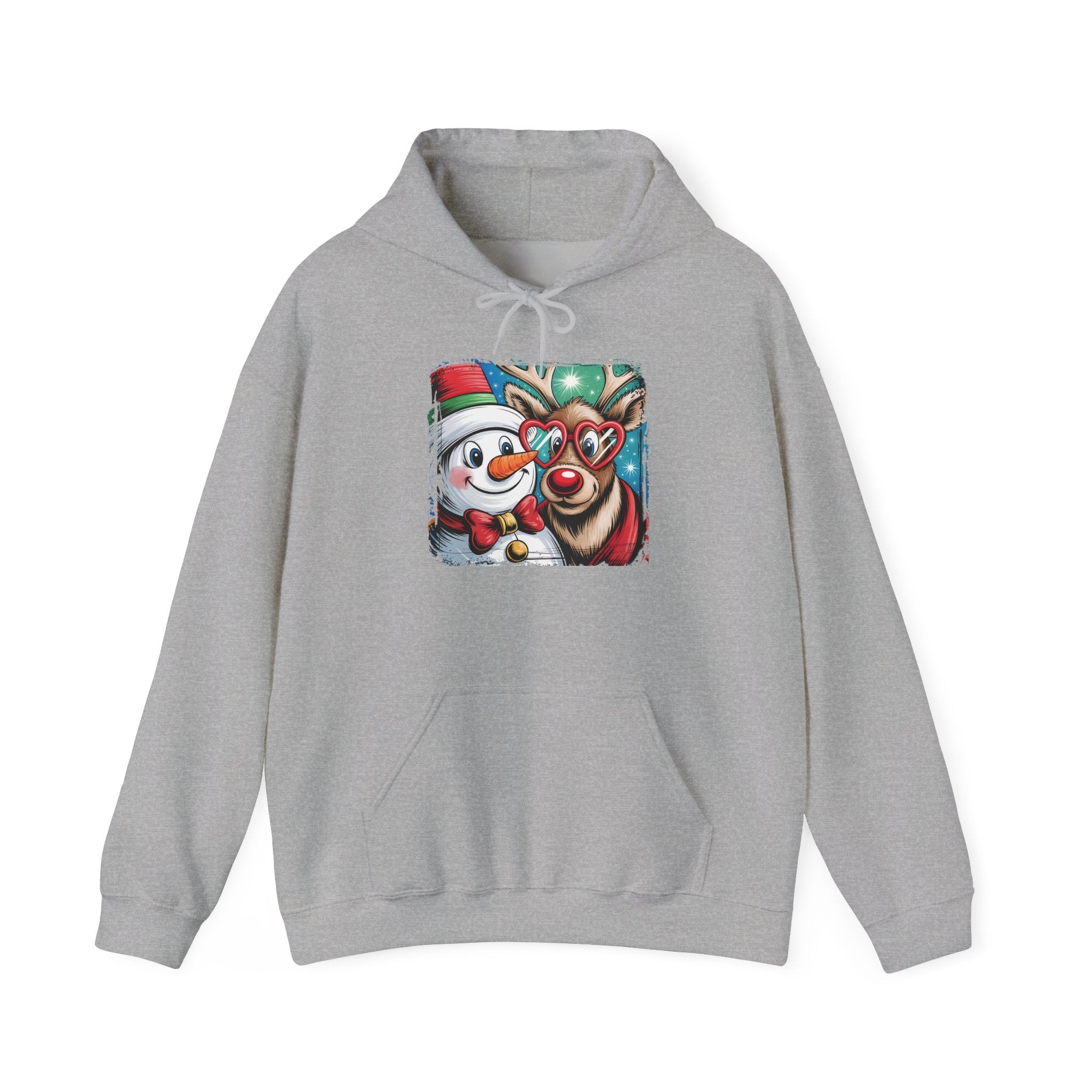 Christmas Snowman & Reindeer Hoodie Printify