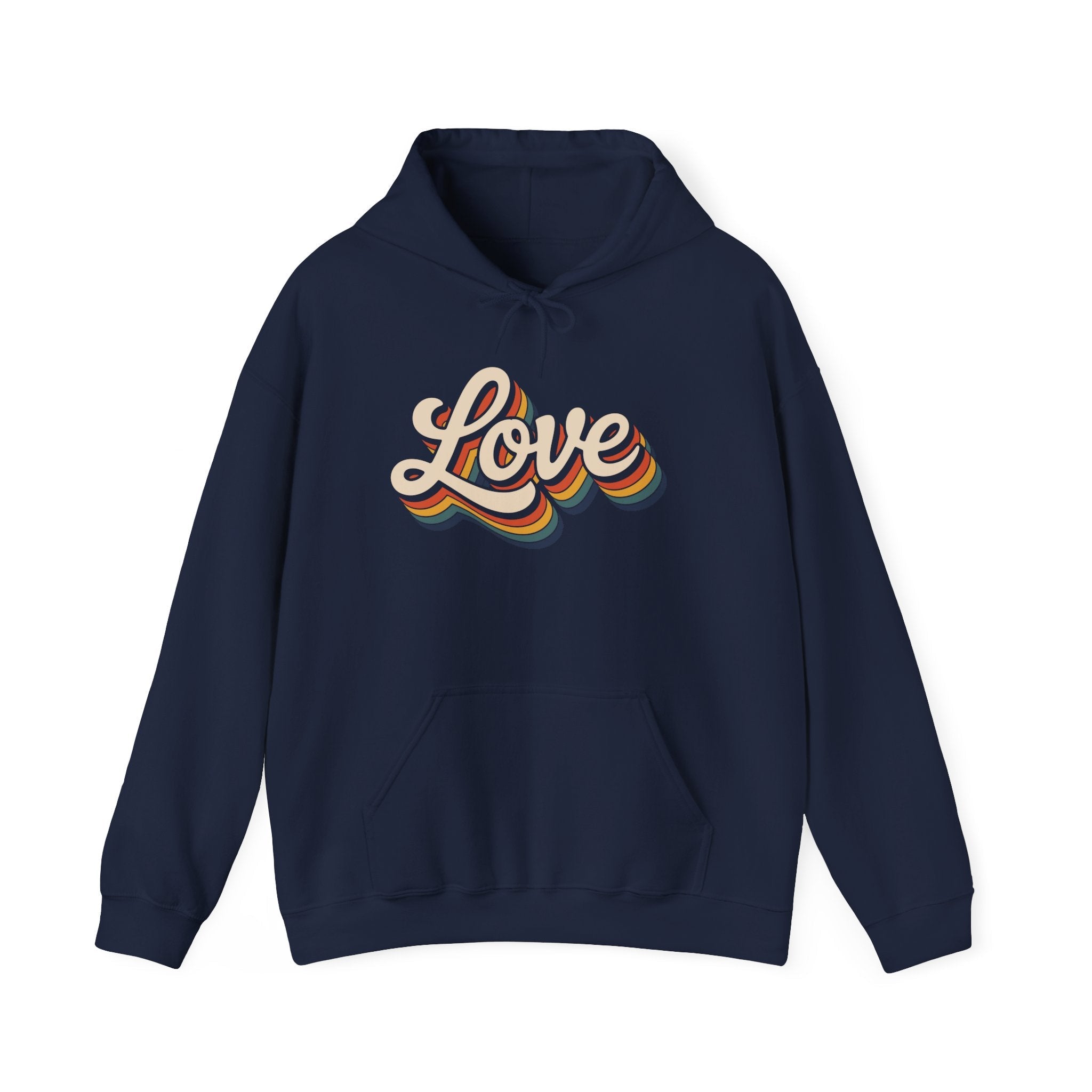 Vintage Love Retro Rainbow Hoodie Printify