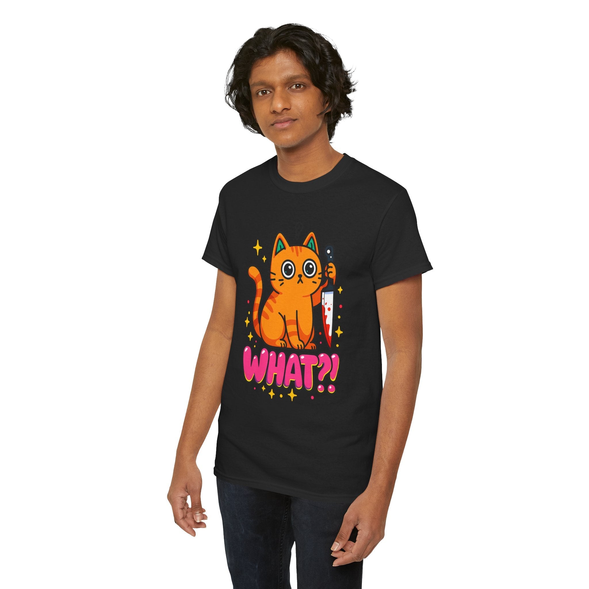Whimsical Cat Graphic T-Shirt Printify