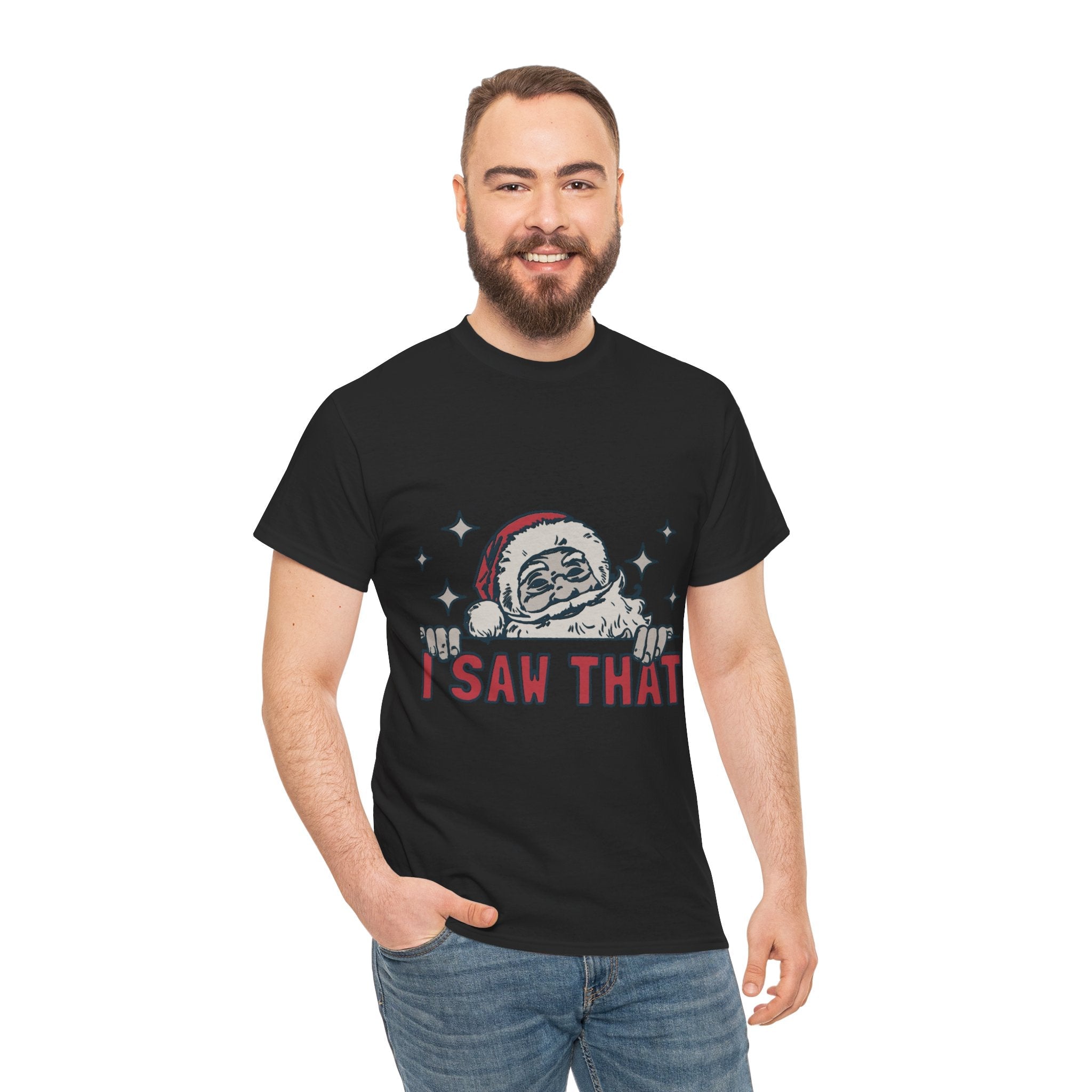 Santa's Watchful Unisex Christmas T-Shirt Printify