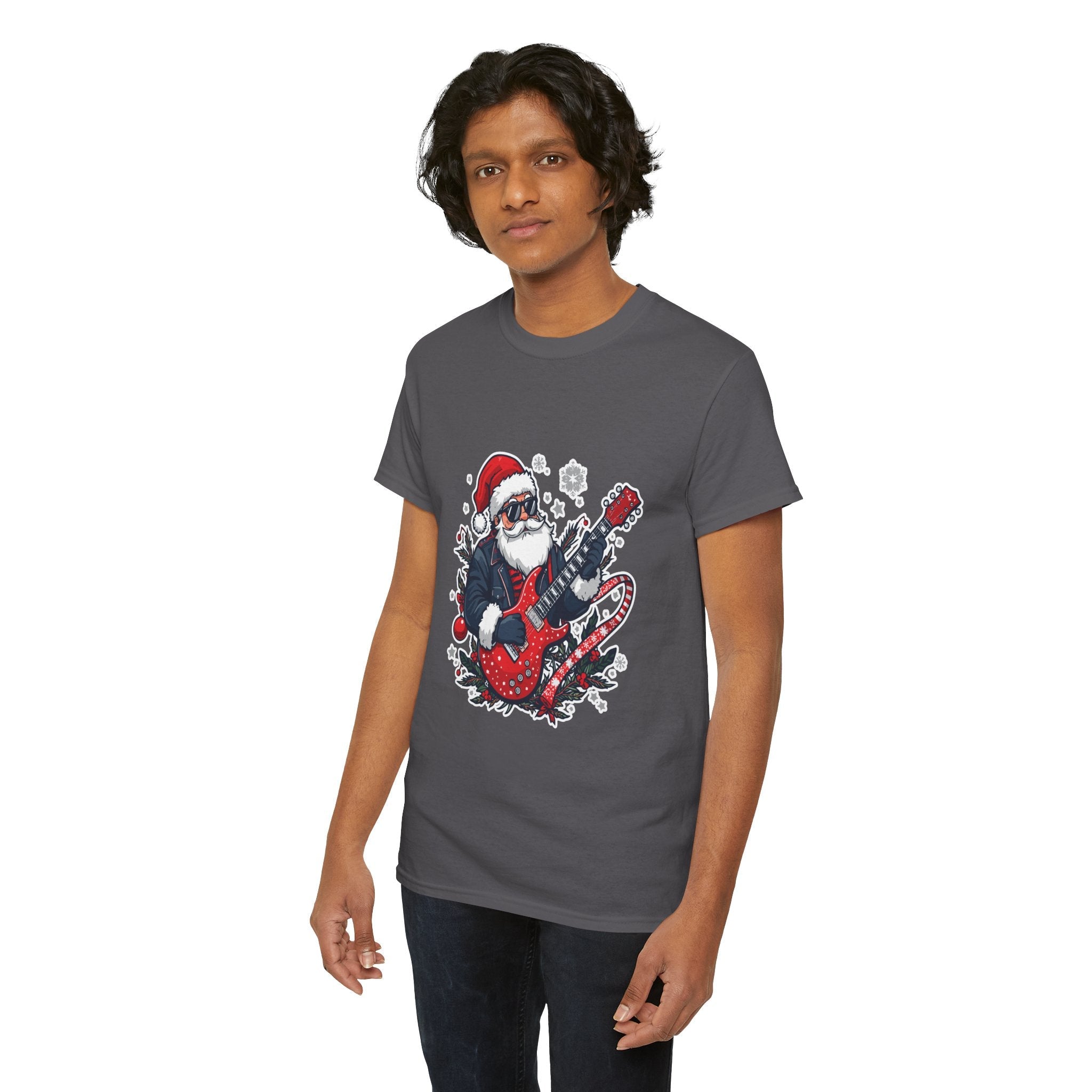 Rockin' Santa Music Graphic T-Shirt Printify